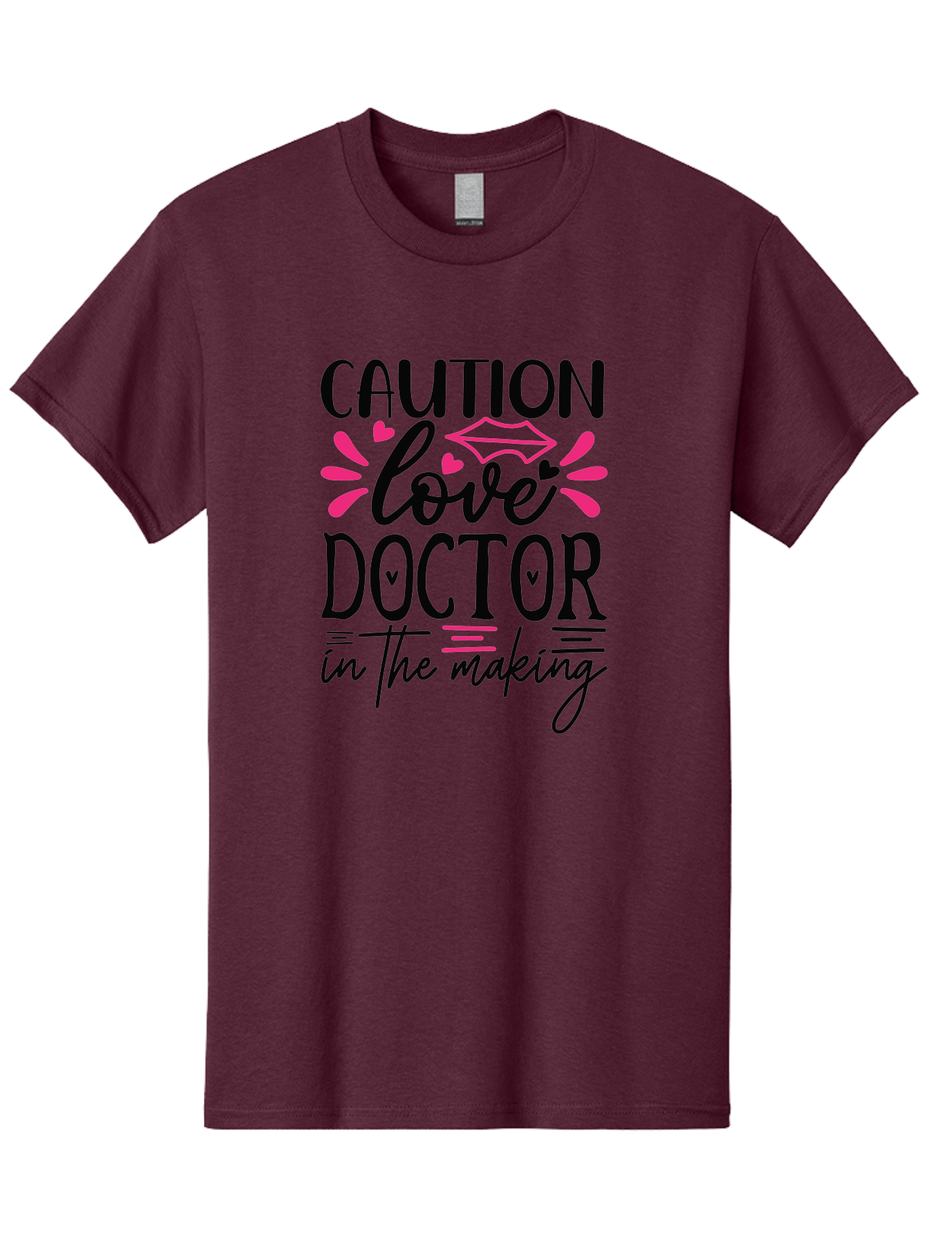 Caution Love Doctor In The Making Men'S Graphic Tee, 100% Cotton, Comfortable Casual Summer Wear, Machine Washable, Funny Quote, Cute Design, Medical Humor, Doctor In Training, Love Doctor, Funny Medical Quote, Quirky Medical Humor, Aae171