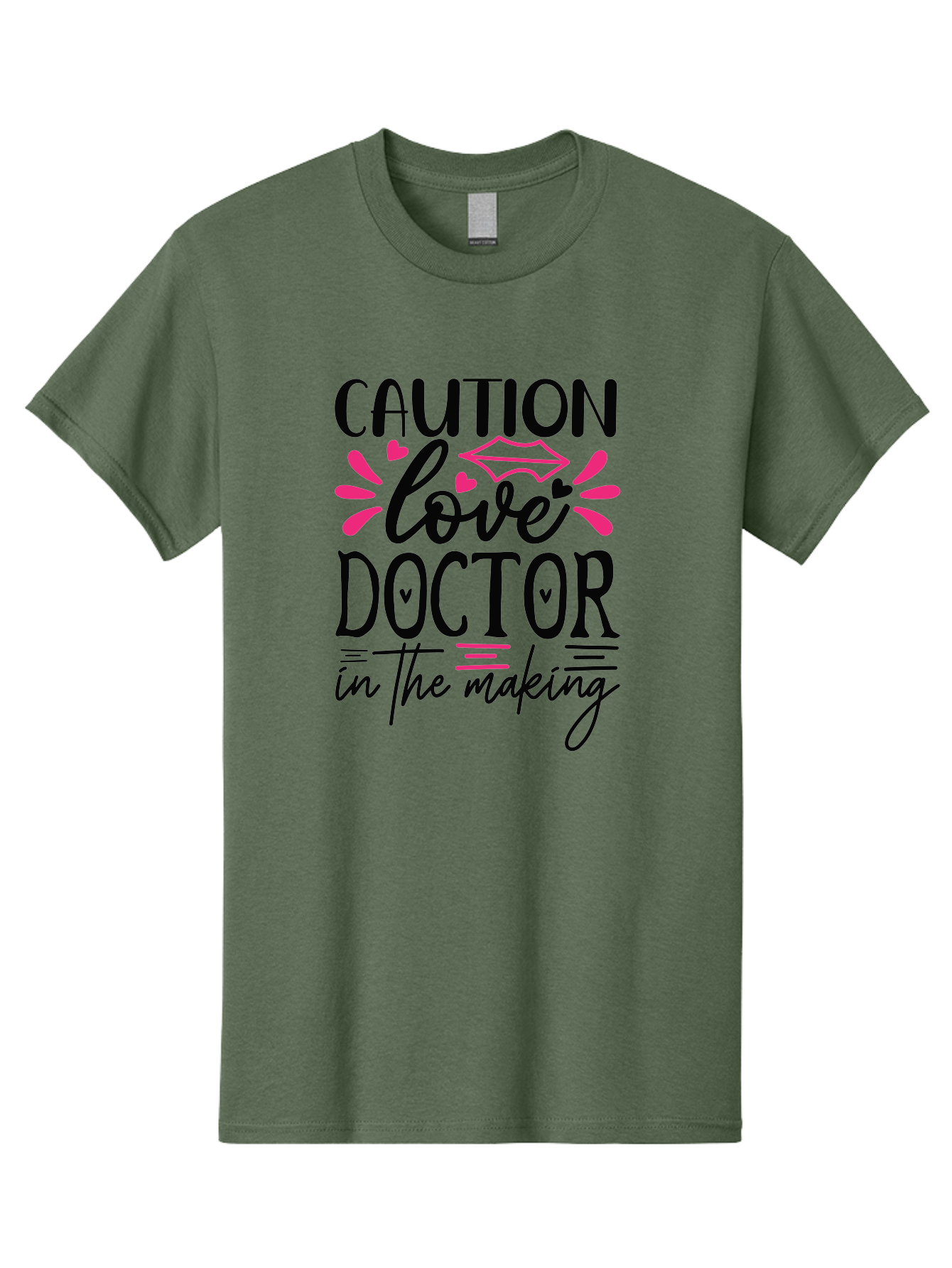 Caution Love Doctor In The Making Men'S Graphic Tee, 100% Cotton, Comfortable Casual Summer Wear, Machine Washable, Funny Quote, Cute Design, Medical Humor, Doctor In Training, Love Doctor, Funny Medical Quote, Quirky Medical Humor, Aae171