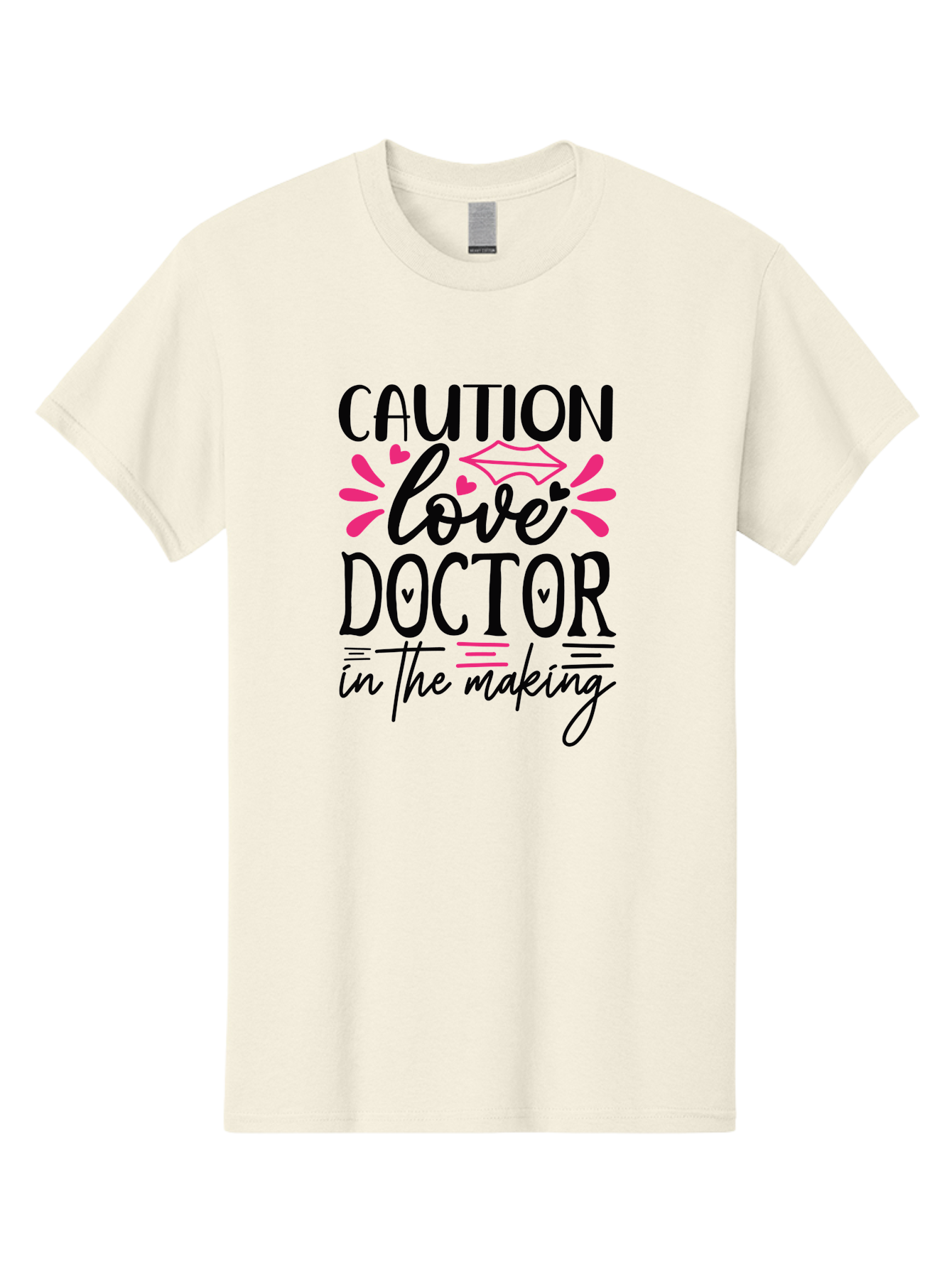 Caution Love Doctor In The Making Men'S Graphic Tee, 100% Cotton, Comfortable Casual Summer Wear, Machine Washable, Funny Quote, Cute Design, Medical Humor, Doctor In Training, Love Doctor, Funny Medical Quote, Quirky Medical Humor, Aae171