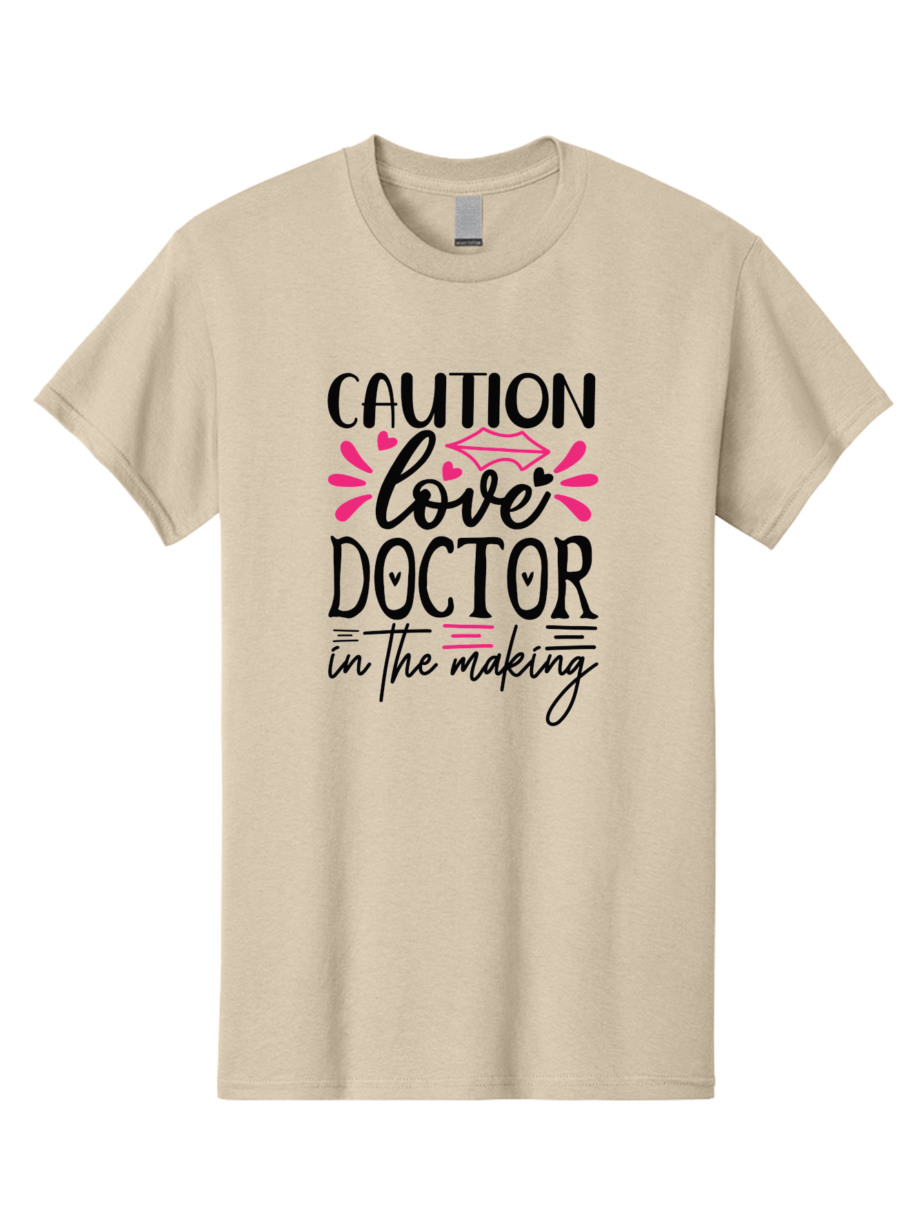 Caution Love Doctor In The Making Men'S Graphic Tee, 100% Cotton, Comfortable Casual Summer Wear, Machine Washable, Funny Quote, Cute Design, Medical Humor, Doctor In Training, Love Doctor, Funny Medical Quote, Quirky Medical Humor, Aae171