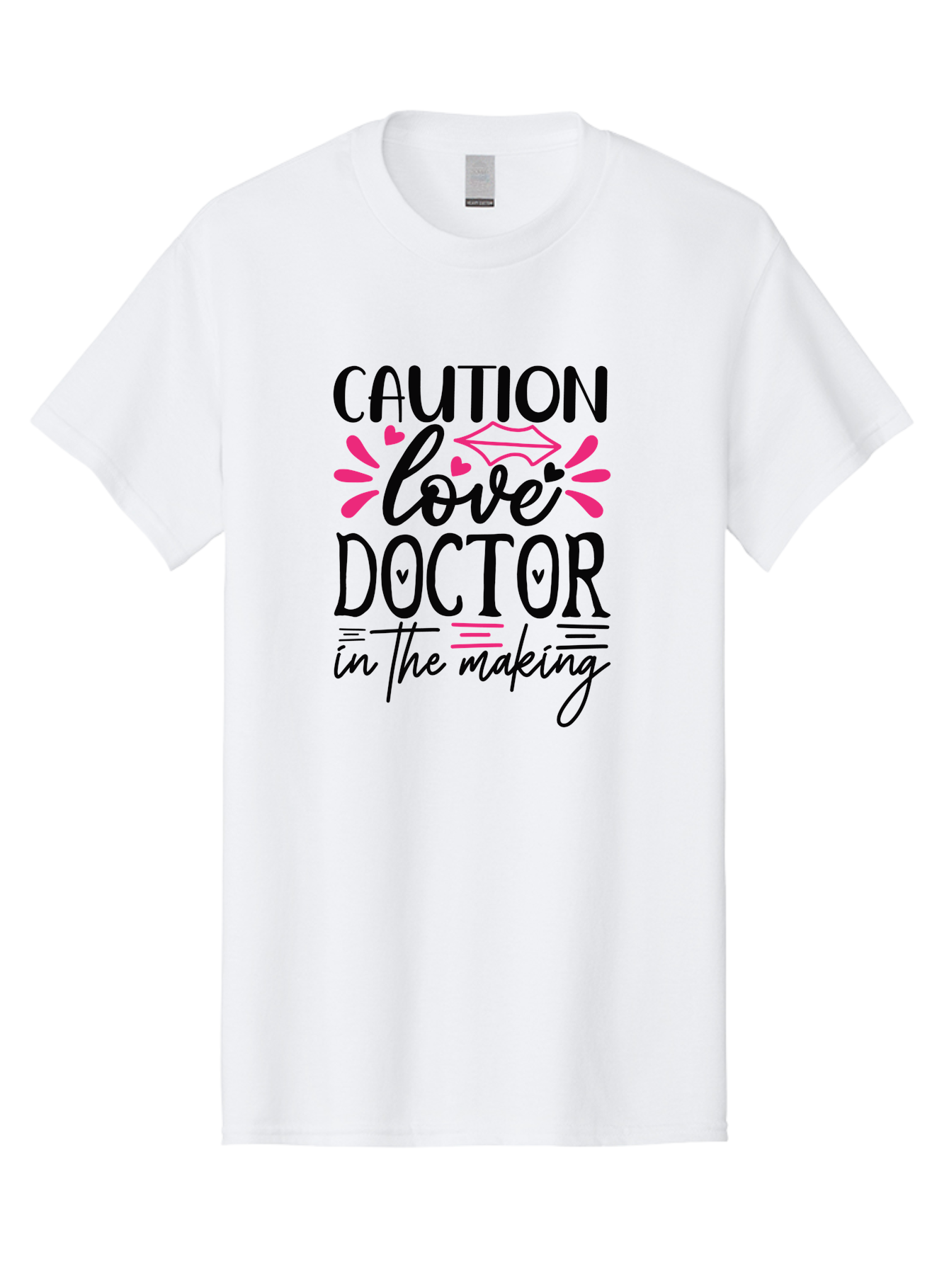 Caution Love Doctor In The Making Men'S Graphic Tee, 100% Cotton, Comfortable Casual Summer Wear, Machine Washable, Funny Quote, Cute Design, Medical Humor, Doctor In Training, Love Doctor, Funny Medical Quote, Quirky Medical Humor, Aae171