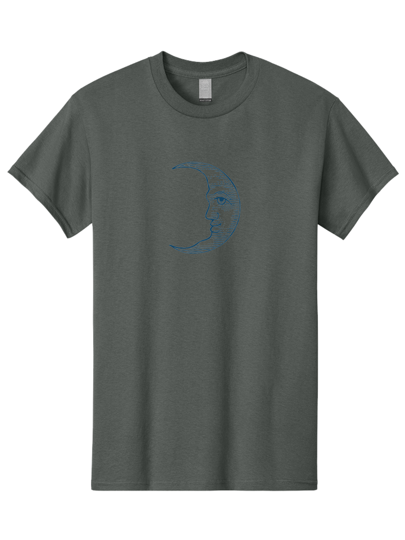 Celestial Moon Face Men'S Graphic Tee, 100% Cotton, Comfortable Casual Summer Wear, Machine Washable, Crescent Moon Face, Lunar Illustration, Moon With Human Face, Celestial Artwork, Mystical Symbol, Moon Phase, Astrology, Esoteric Art Aae172