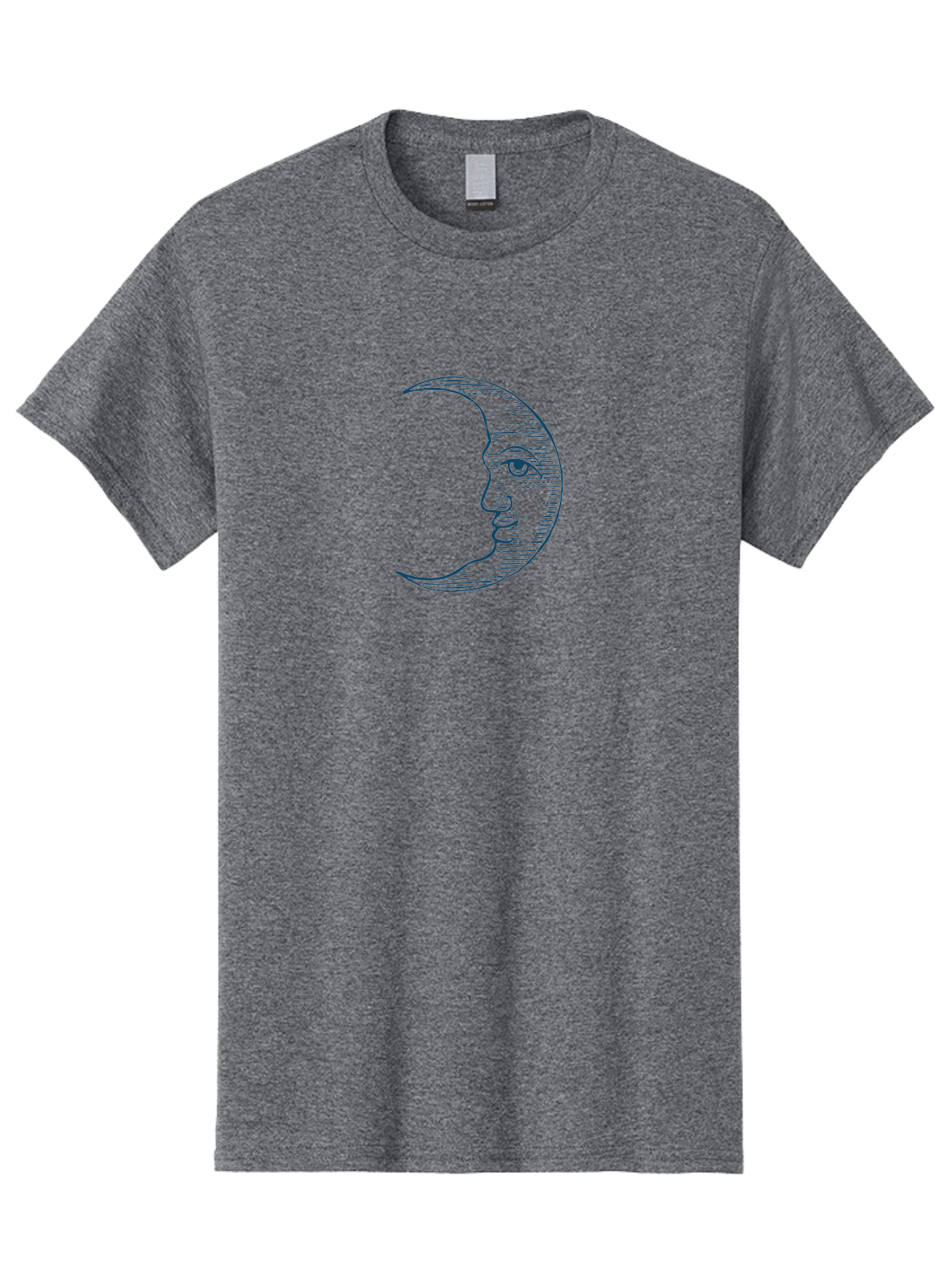 Celestial Moon Face Men'S Graphic Tee, 100% Cotton, Comfortable Casual Summer Wear, Machine Washable, Crescent Moon Face, Lunar Illustration, Moon With Human Face, Celestial Artwork, Mystical Symbol, Moon Phase, Astrology, Esoteric Art Aae172