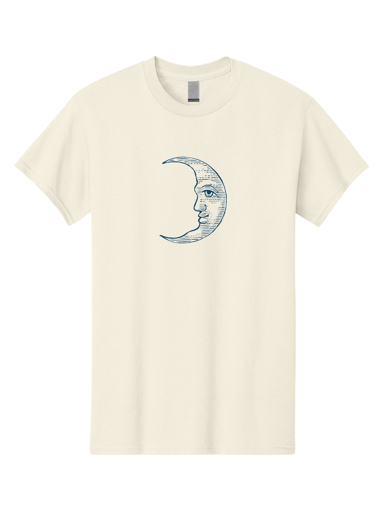 Celestial Moon Face Men'S Graphic Tee, 100% Cotton, Comfortable Casual Summer Wear, Machine Washable, Crescent Moon Face, Lunar Illustration, Moon With Human Face, Celestial Artwork, Mystical Symbol, Moon Phase, Astrology, Esoteric Art Aae172