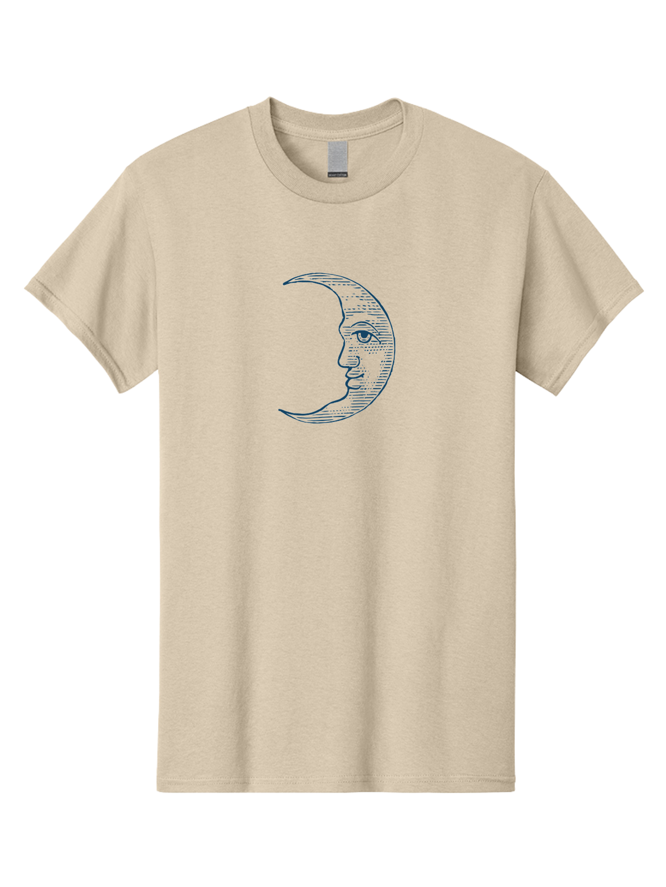 Celestial Moon Face Men'S Graphic Tee, 100% Cotton, Comfortable Casual Summer Wear, Machine Washable, Crescent Moon Face, Lunar Illustration, Moon With Human Face, Celestial Artwork, Mystical Symbol, Moon Phase, Astrology, Esoteric Art Aae172