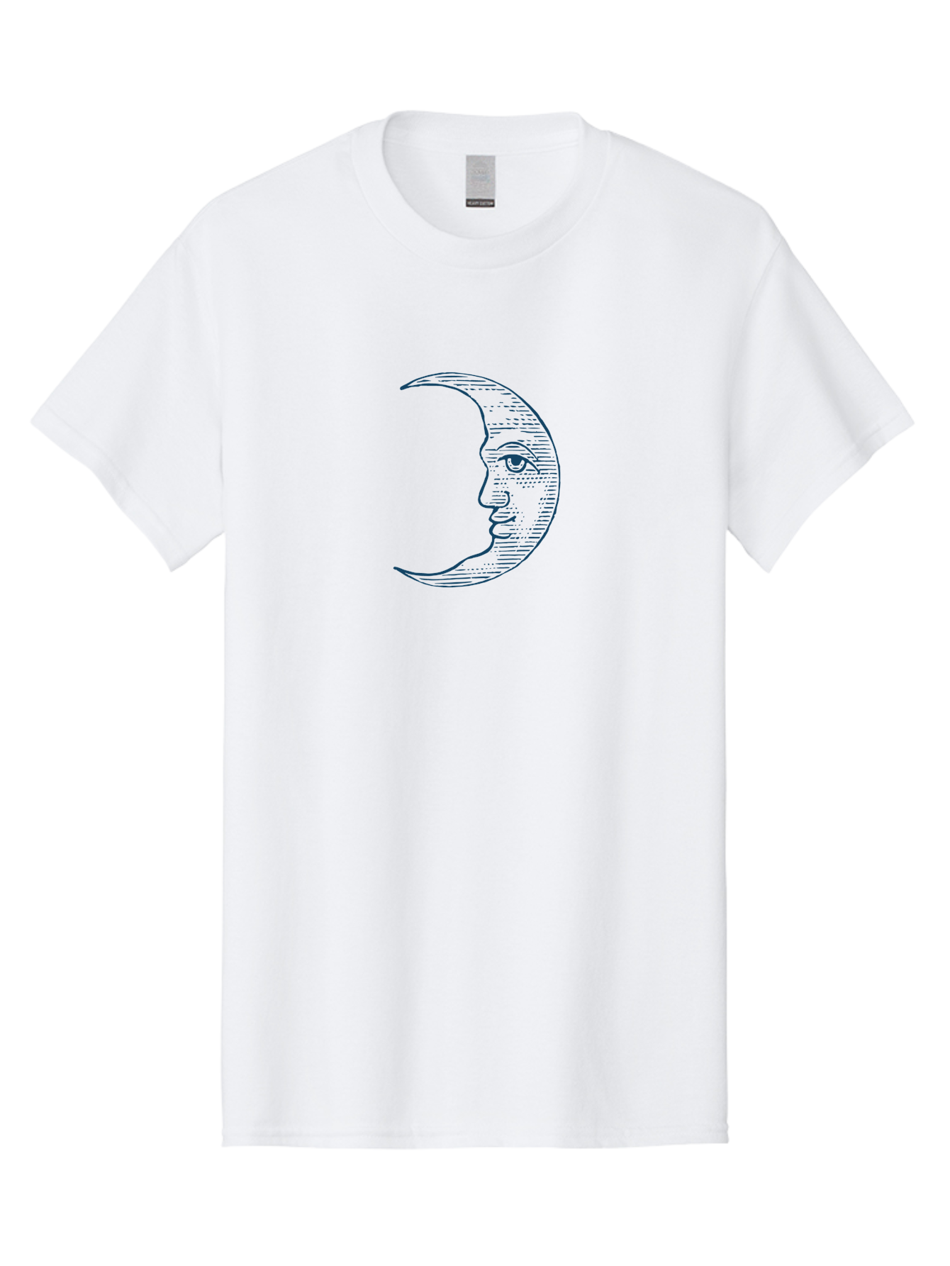 Celestial Moon Face Men'S Graphic Tee, 100% Cotton, Comfortable Casual Summer Wear, Machine Washable, Crescent Moon Face, Lunar Illustration, Moon With Human Face, Celestial Artwork, Mystical Symbol, Moon Phase, Astrology, Esoteric Art Aae172