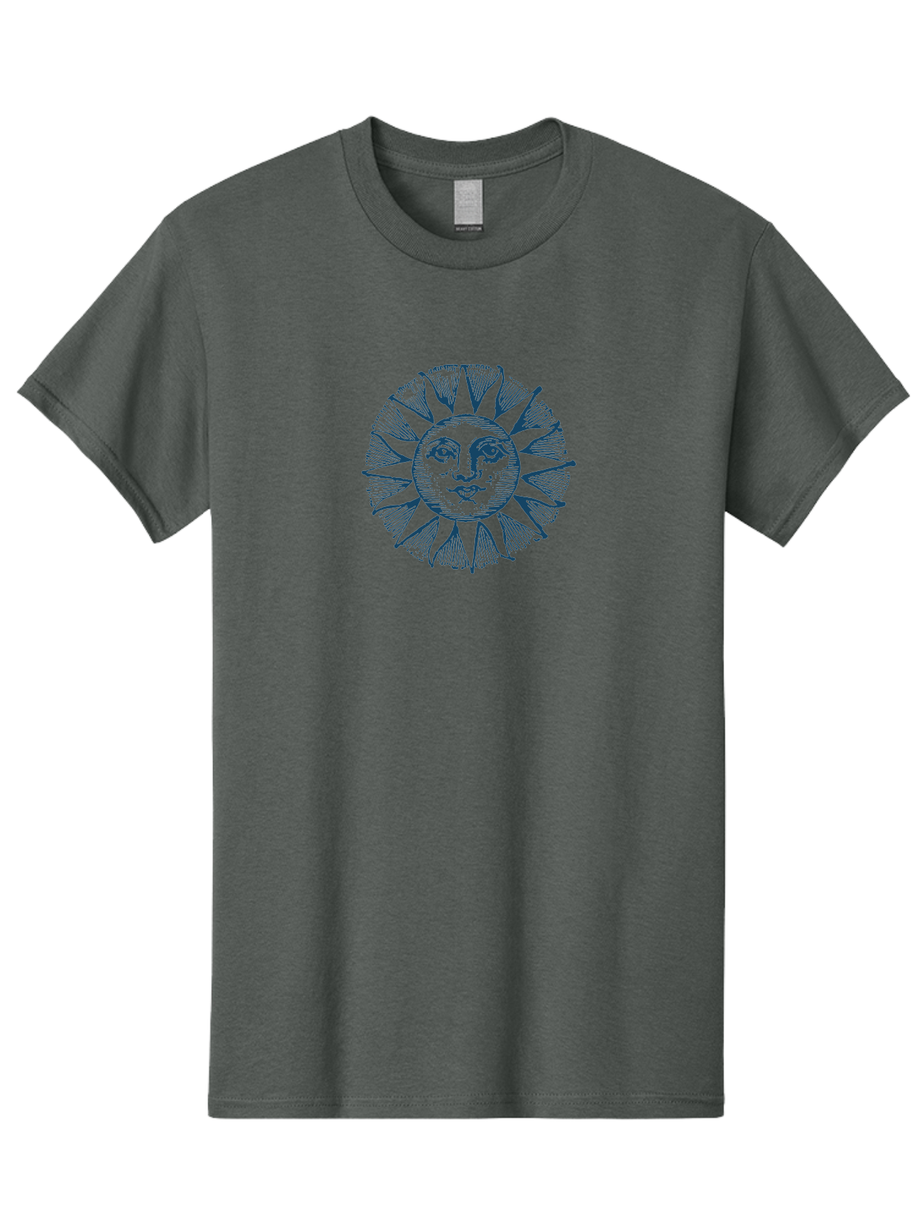 Celestial Sun Face Men'S Graphic Tee, 100% Cotton, Comfortable Casual Summer Wear, Machine Washable, Vintage Sun Illustration, Celestial Body, Retro Style, Mystic Symbol, Face In The Sun, Abstract Art, Symbolism, Mystical Themes, Aae174
