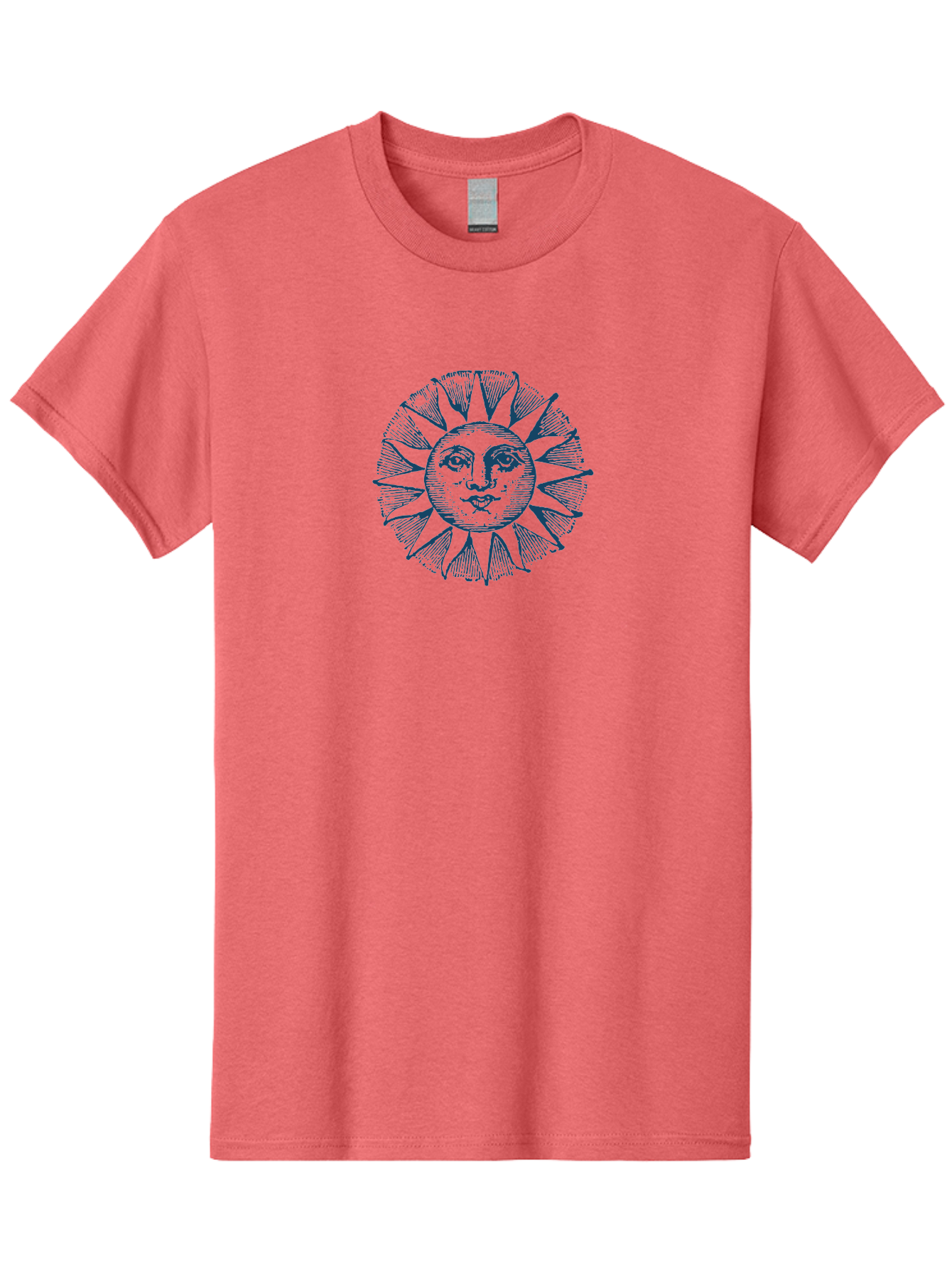 Celestial Sun Face Men'S Graphic Tee, 100% Cotton, Comfortable Casual Summer Wear, Machine Washable, Vintage Sun Illustration, Celestial Body, Retro Style, Mystic Symbol, Face In The Sun, Abstract Art, Symbolism, Mystical Themes, Aae174