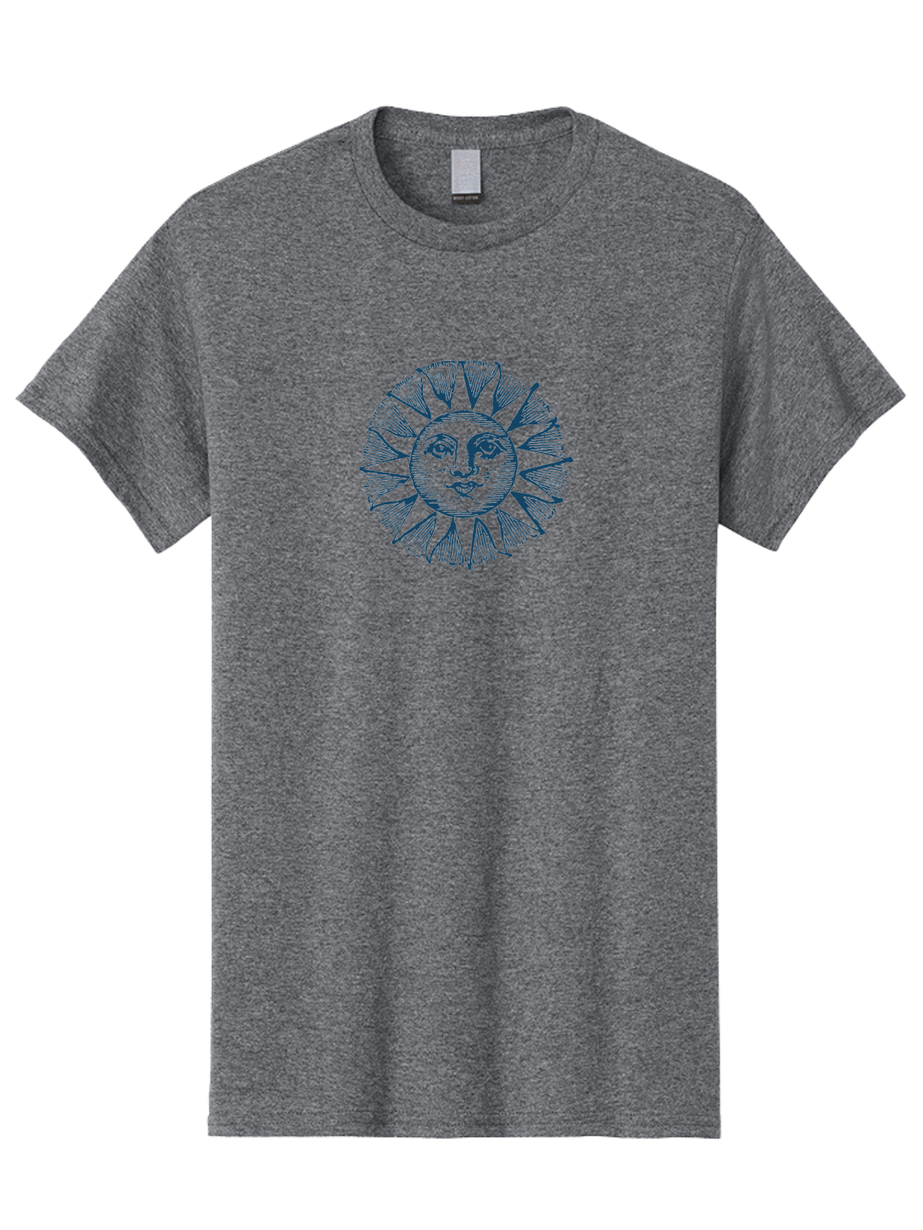 Celestial Sun Face Men'S Graphic Tee, 100% Cotton, Comfortable Casual Summer Wear, Machine Washable, Vintage Sun Illustration, Celestial Body, Retro Style, Mystic Symbol, Face In The Sun, Abstract Art, Symbolism, Mystical Themes, Aae174