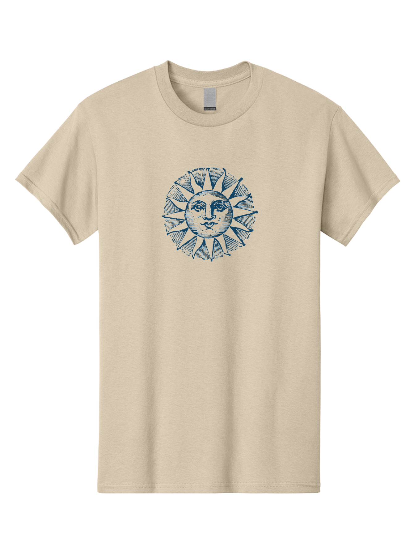 Celestial Sun Face Men'S Graphic Tee, 100% Cotton, Comfortable Casual Summer Wear, Machine Washable, Vintage Sun Illustration, Celestial Body, Retro Style, Mystic Symbol, Face In The Sun, Abstract Art, Symbolism, Mystical Themes, Aae174