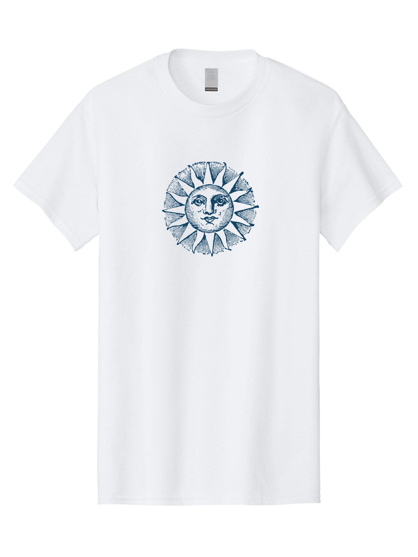 Celestial Sun Face Men'S Graphic Tee, 100% Cotton, Comfortable Casual Summer Wear, Machine Washable, Vintage Sun Illustration, Celestial Body, Retro Style, Mystic Symbol, Face In The Sun, Abstract Art, Symbolism, Mystical Themes, Aae174
