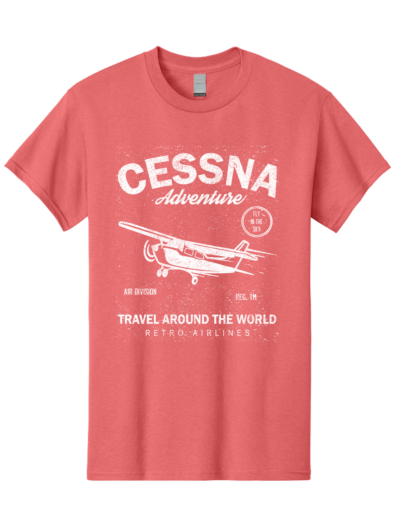 Cessna Distressed -Men Men'S Graphic Tee, 100% Cotton, Comfortable Casual Summer Wear, Machine Washable, Cessna Airplane, Adventure Travel, Retro Airlines, Fly In The Sky, Air Division, Travel Around The World, Vintage Aviation Aae175
