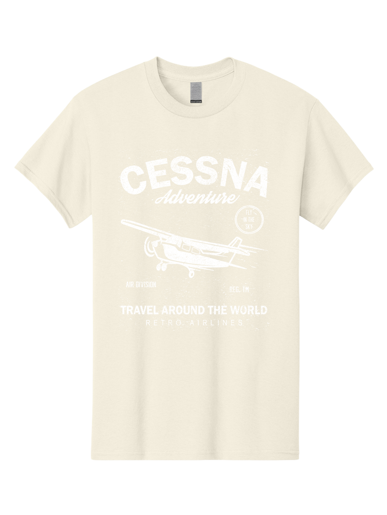 Cessna Distressed -Men Men'S Graphic Tee, 100% Cotton, Comfortable Casual Summer Wear, Machine Washable, Cessna Airplane, Adventure Travel, Retro Airlines, Fly In The Sky, Air Division, Travel Around The World, Vintage Aviation Aae175