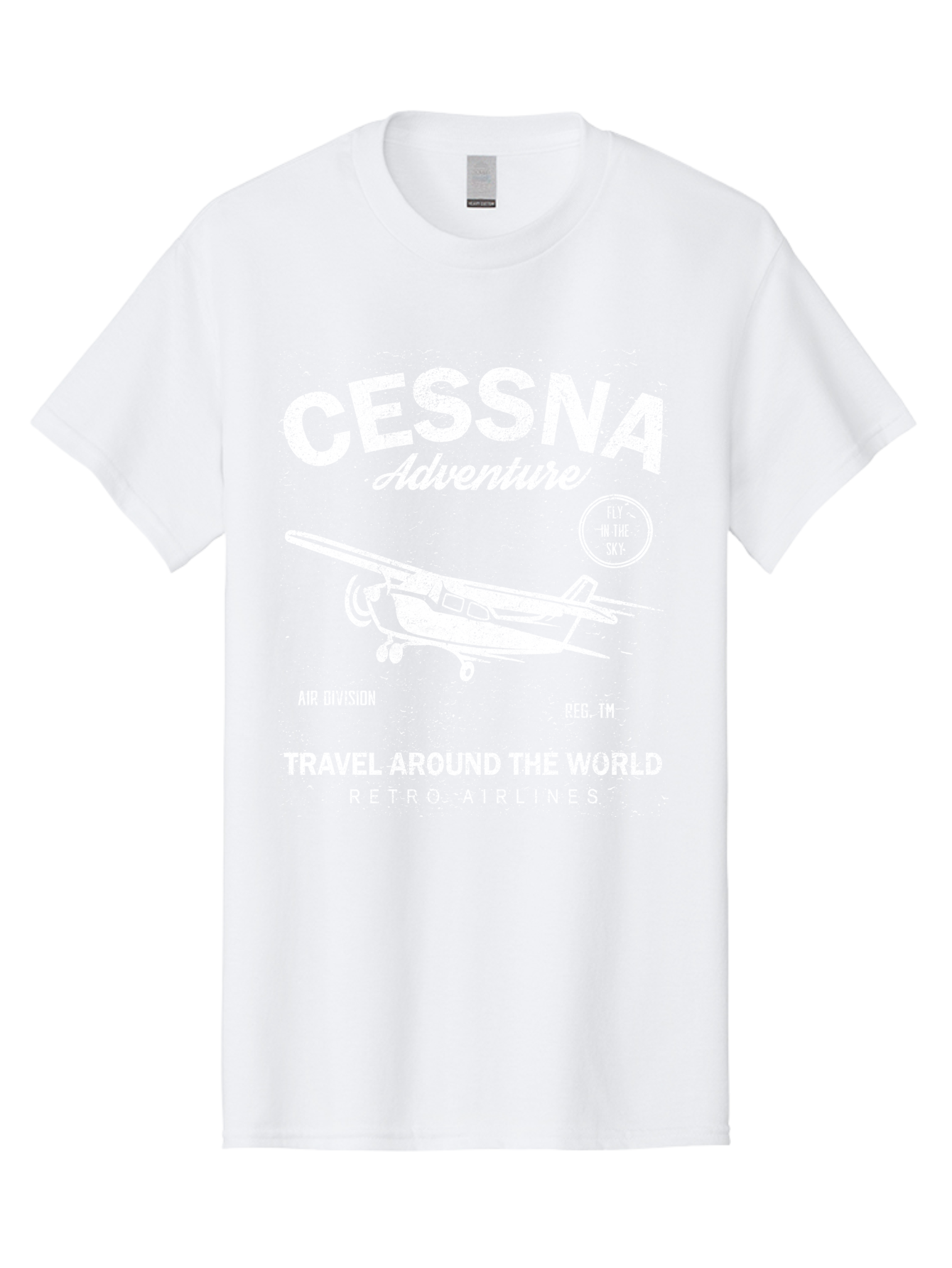 Cessna Distressed -Men Men'S Graphic Tee, 100% Cotton, Comfortable Casual Summer Wear, Machine Washable, Cessna Airplane, Adventure Travel, Retro Airlines, Fly In The Sky, Air Division, Travel Around The World, Vintage Aviation Aae175