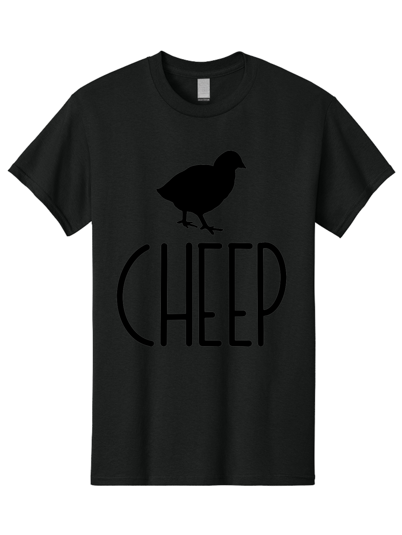 Cheep Men'S Graphic Tee, 100% Cotton, Comfortable Casual Summer Wear, Machine Washable, Chick Silhouette, Cheep Logo, Poultry Branding, Simple Design, Bold Typography, Farm Animal, Minimalistic Art Aae178