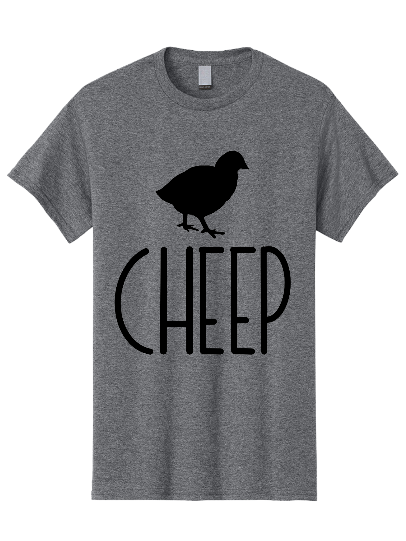Cheep Men'S Graphic Tee, 100% Cotton, Comfortable Casual Summer Wear, Machine Washable, Chick Silhouette, Cheep Logo, Poultry Branding, Simple Design, Bold Typography, Farm Animal, Minimalistic Art Aae178