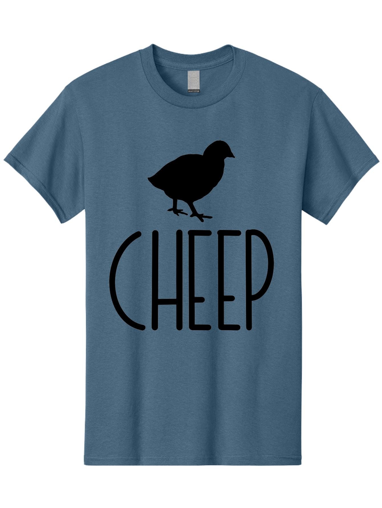 Cheep Men'S Graphic Tee, 100% Cotton, Comfortable Casual Summer Wear, Machine Washable, Chick Silhouette, Cheep Logo, Poultry Branding, Simple Design, Bold Typography, Farm Animal, Minimalistic Art Aae178