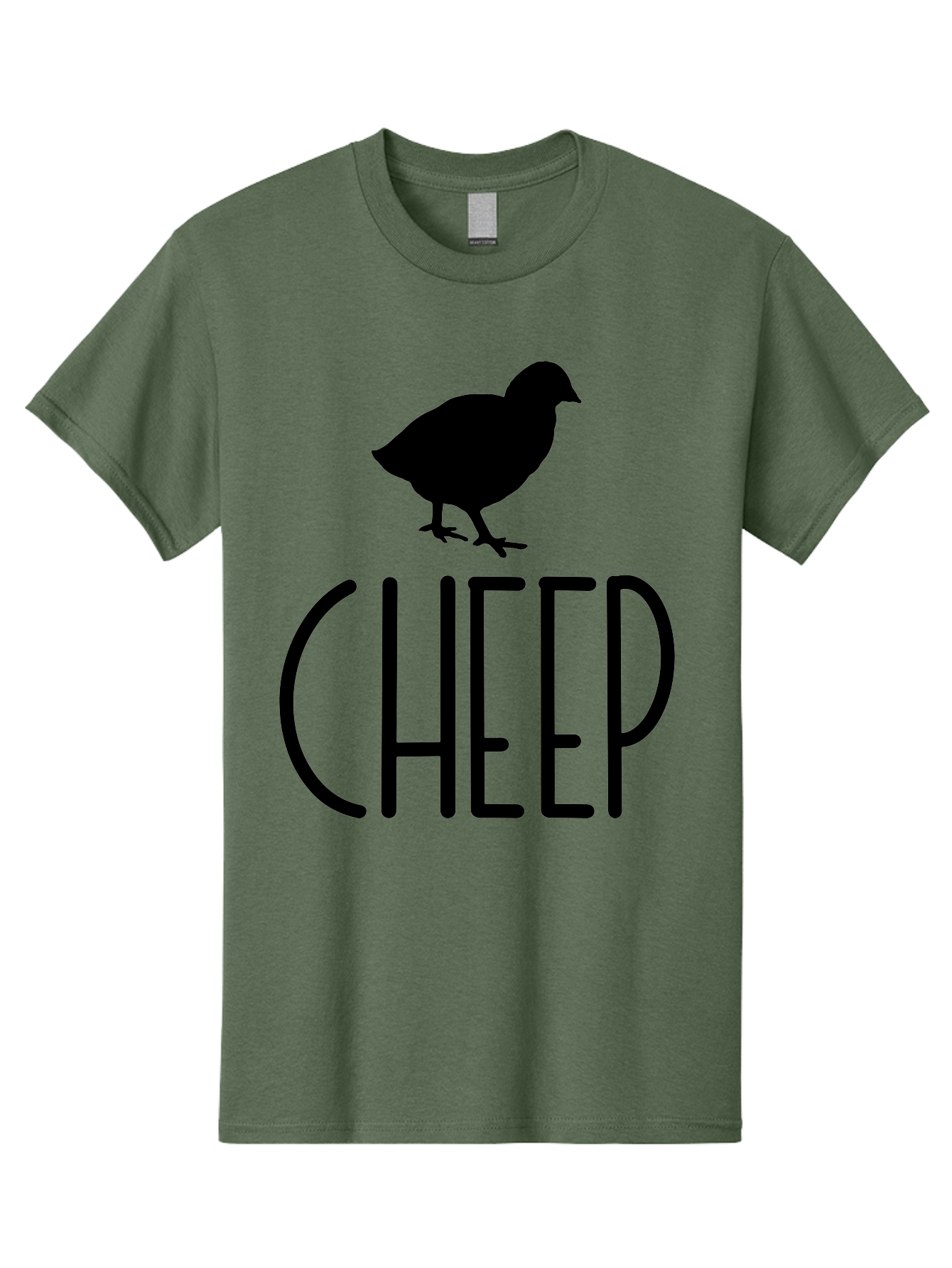Cheep Men'S Graphic Tee, 100% Cotton, Comfortable Casual Summer Wear, Machine Washable, Chick Silhouette, Cheep Logo, Poultry Branding, Simple Design, Bold Typography, Farm Animal, Minimalistic Art Aae178