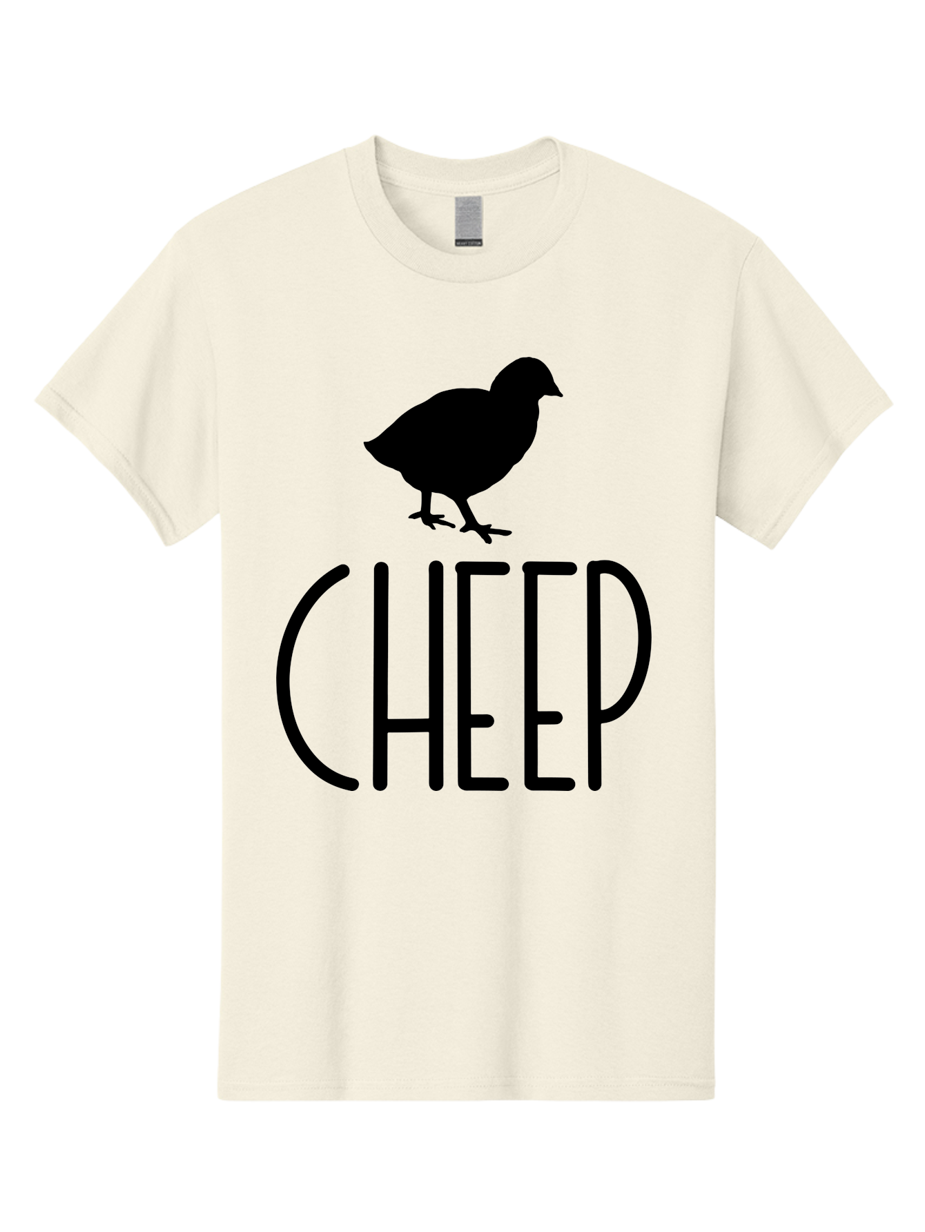 Cheep Men'S Graphic Tee, 100% Cotton, Comfortable Casual Summer Wear, Machine Washable, Chick Silhouette, Cheep Logo, Poultry Branding, Simple Design, Bold Typography, Farm Animal, Minimalistic Art Aae178