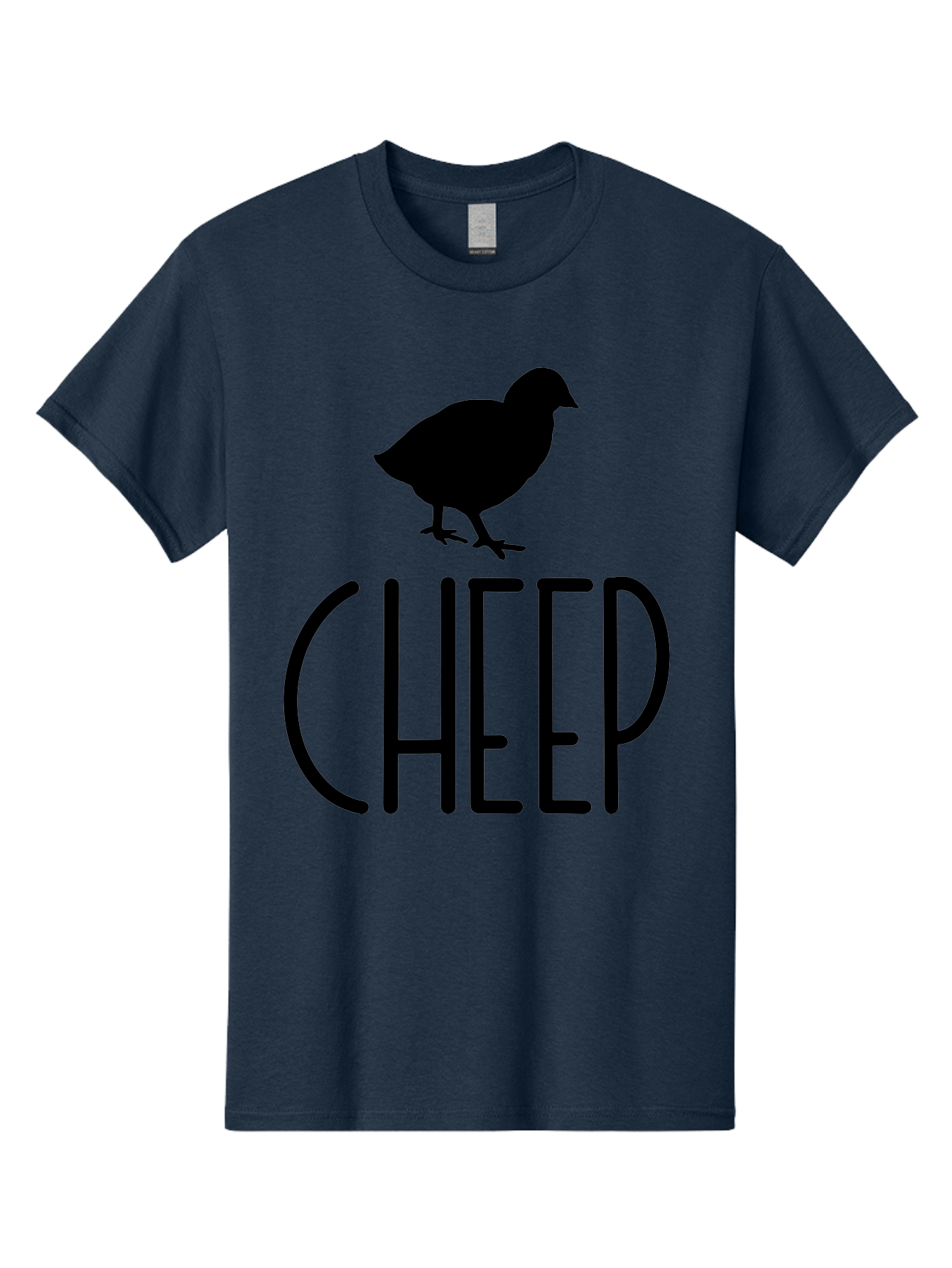 Cheep Men'S Graphic Tee, 100% Cotton, Comfortable Casual Summer Wear, Machine Washable, Chick Silhouette, Cheep Logo, Poultry Branding, Simple Design, Bold Typography, Farm Animal, Minimalistic Art Aae178