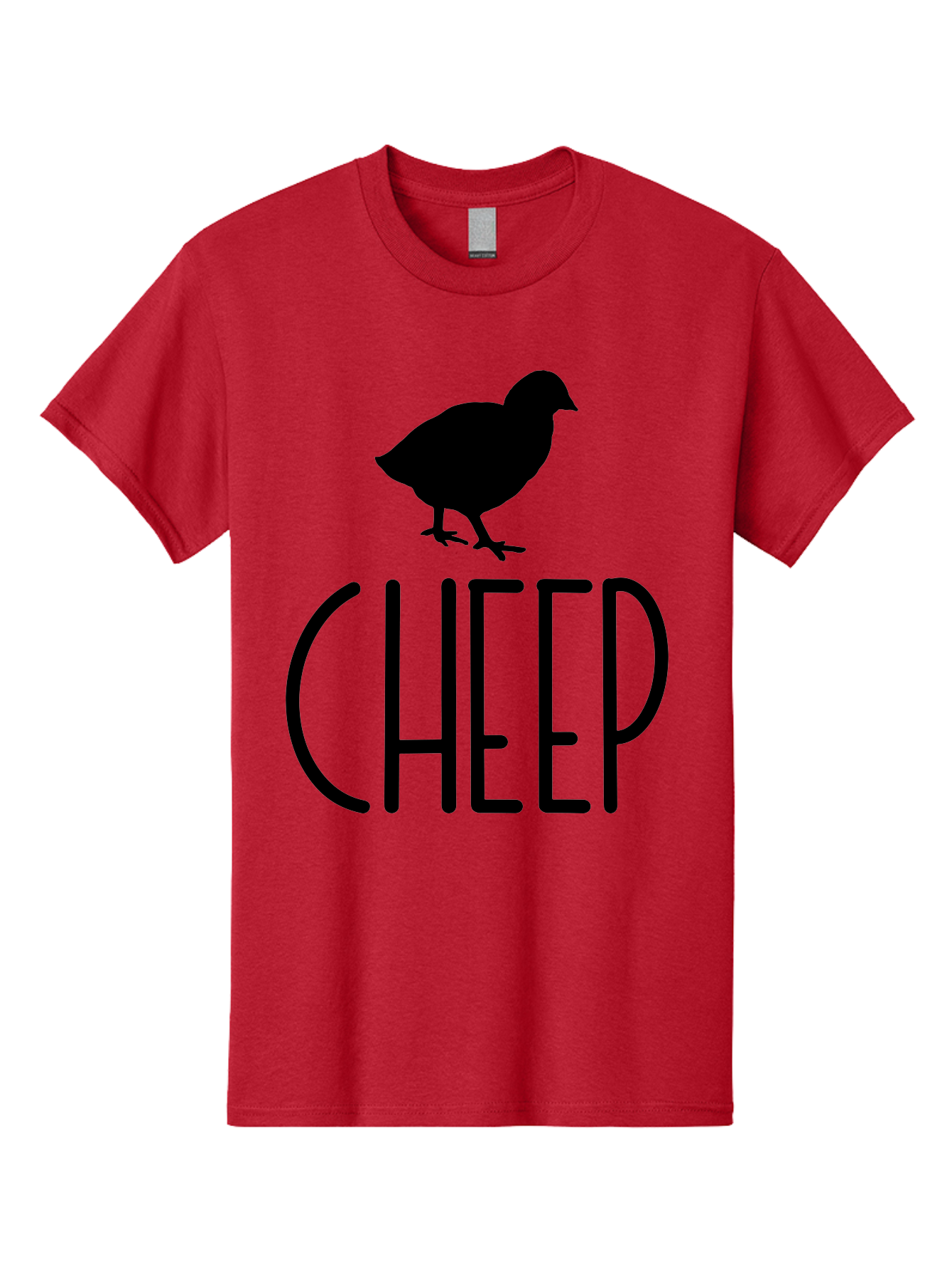 Cheep Men'S Graphic Tee, 100% Cotton, Comfortable Casual Summer Wear, Machine Washable, Chick Silhouette, Cheep Logo, Poultry Branding, Simple Design, Bold Typography, Farm Animal, Minimalistic Art Aae178