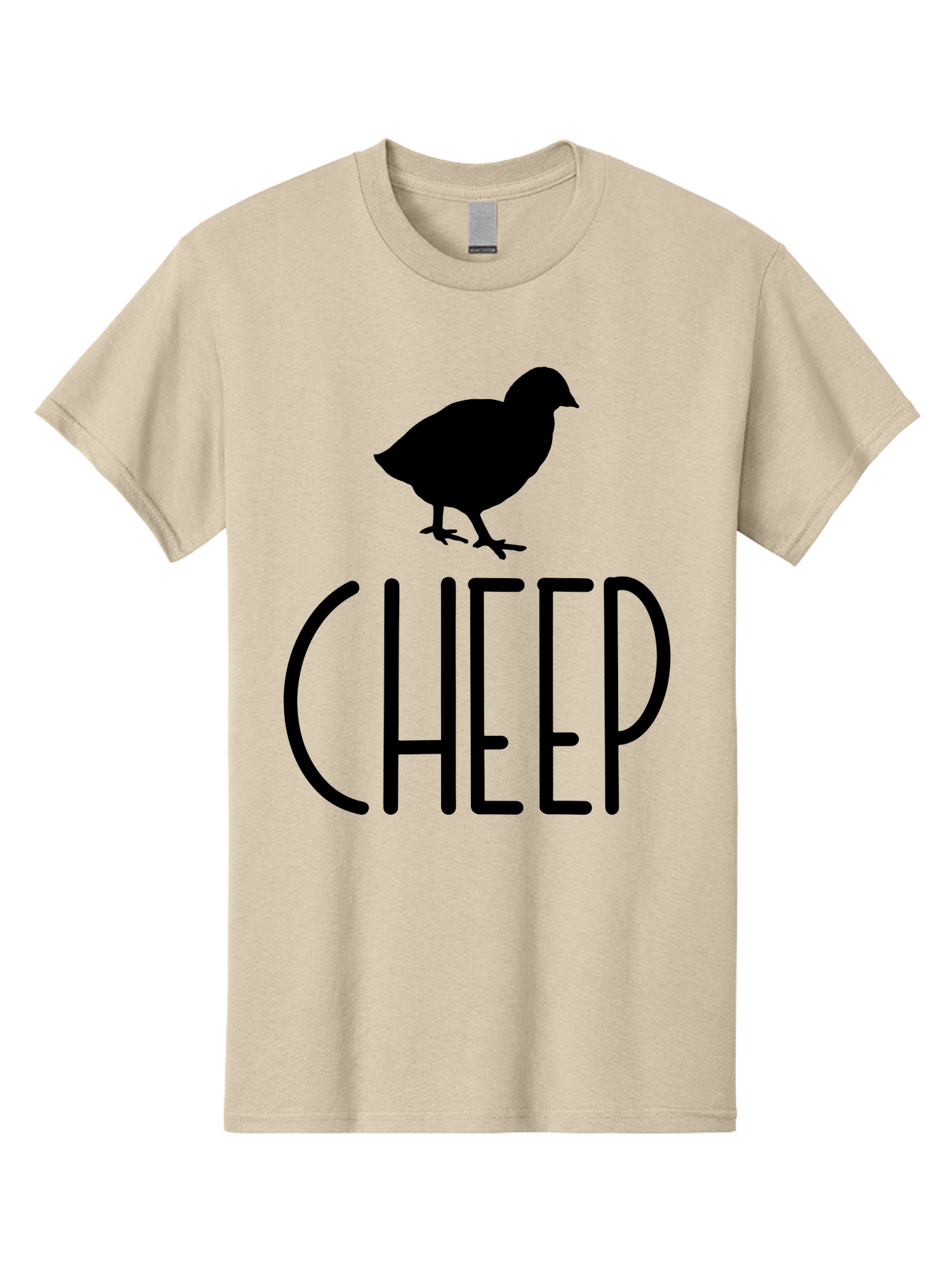 Cheep Men'S Graphic Tee, 100% Cotton, Comfortable Casual Summer Wear, Machine Washable, Chick Silhouette, Cheep Logo, Poultry Branding, Simple Design, Bold Typography, Farm Animal, Minimalistic Art Aae178