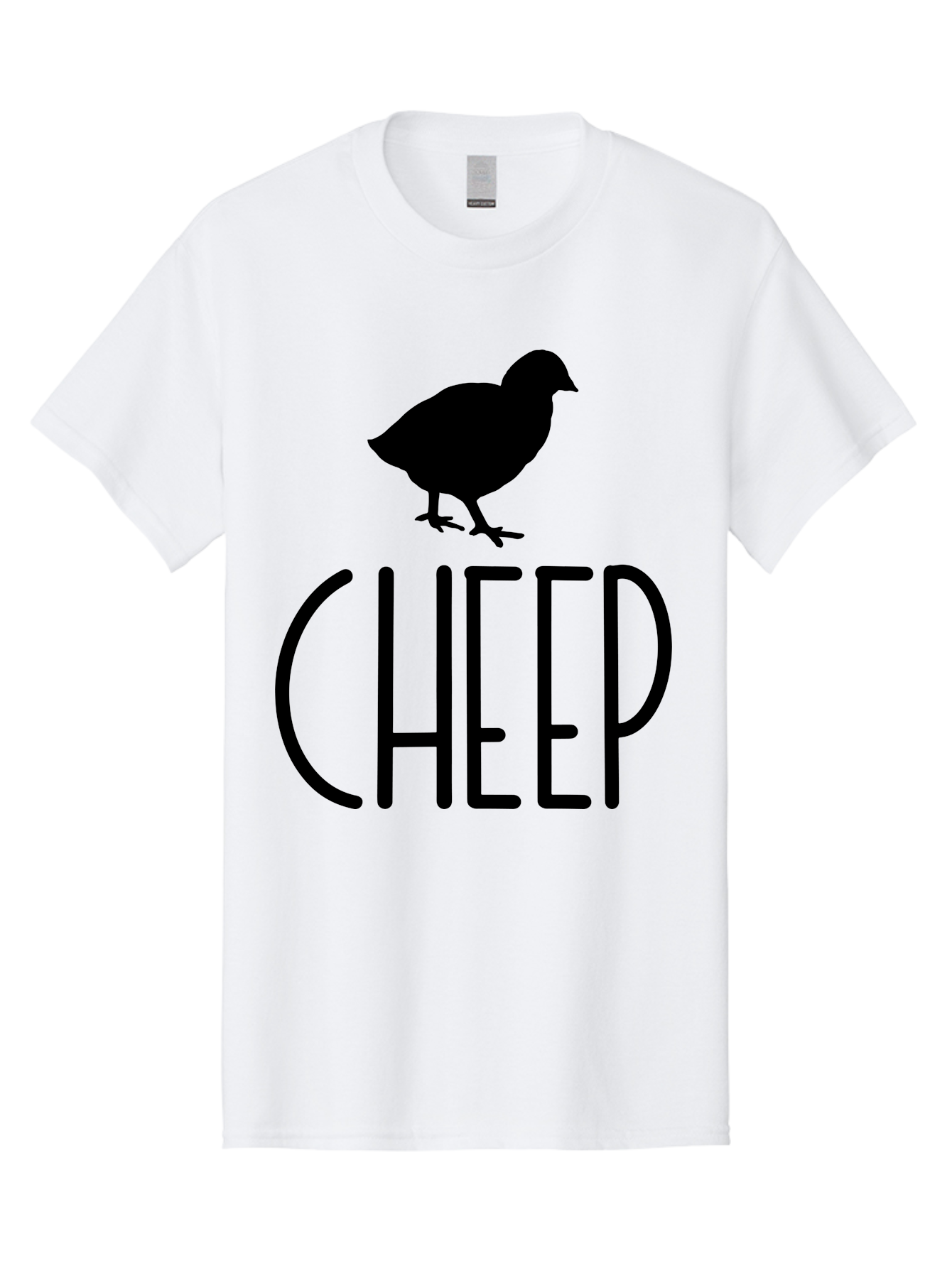 Cheep Men'S Graphic Tee, 100% Cotton, Comfortable Casual Summer Wear, Machine Washable, Chick Silhouette, Cheep Logo, Poultry Branding, Simple Design, Bold Typography, Farm Animal, Minimalistic Art Aae178