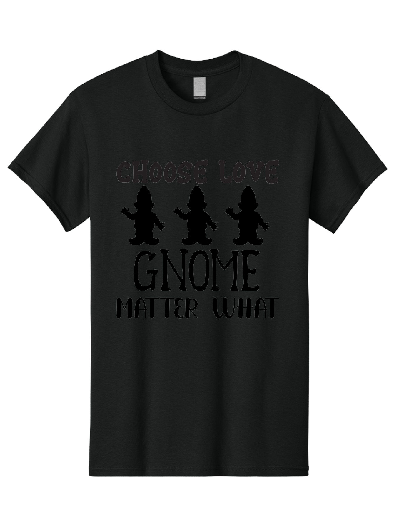 Choose Love Gnome Matter What Men'S Graphic Tee, 100% Cotton, Comfortable Casual Summer Wear, Machine Washable, Funny Gnomes, Gnome Love, Inspirational Quotes, Choose Love, Gnome Pun, Motivational Phrases, Quirky Garden Gnomes, Aae181
