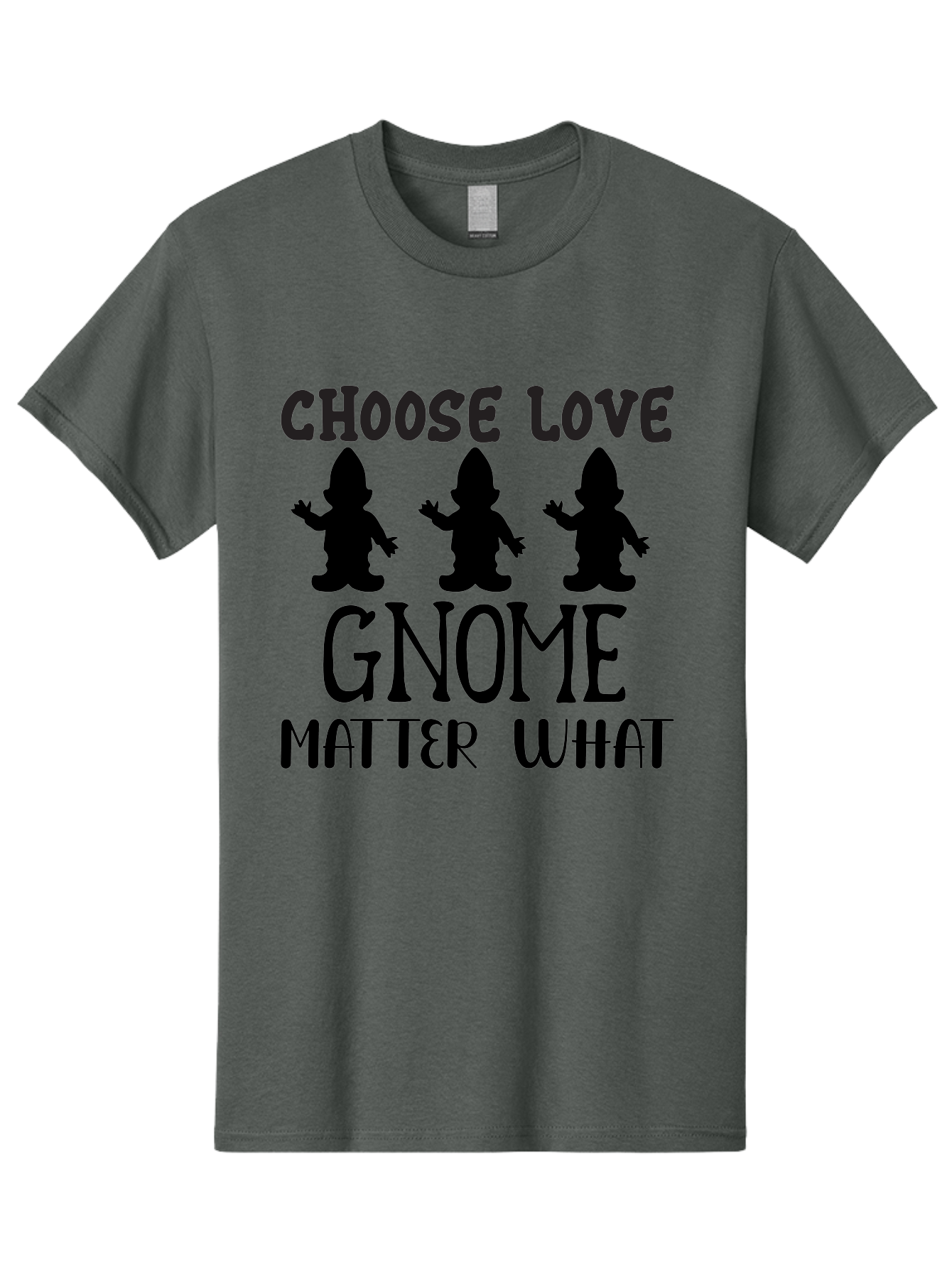 Choose Love Gnome Matter What Men'S Graphic Tee, 100% Cotton, Comfortable Casual Summer Wear, Machine Washable, Funny Gnomes, Gnome Love, Inspirational Quotes, Choose Love, Gnome Pun, Motivational Phrases, Quirky Garden Gnomes, Aae181
