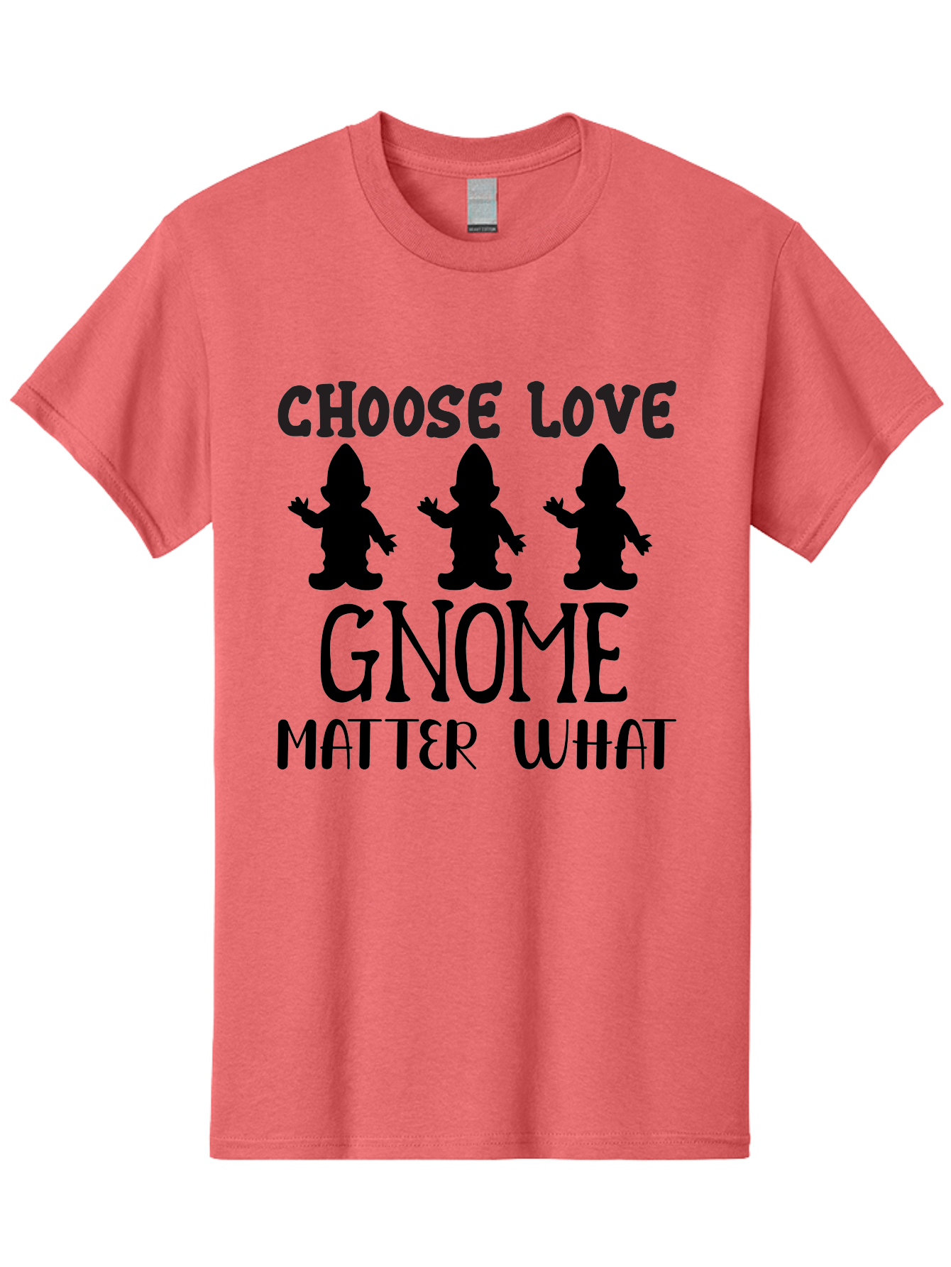 Choose Love Gnome Matter What Men'S Graphic Tee, 100% Cotton, Comfortable Casual Summer Wear, Machine Washable, Funny Gnomes, Gnome Love, Inspirational Quotes, Choose Love, Gnome Pun, Motivational Phrases, Quirky Garden Gnomes, Aae181