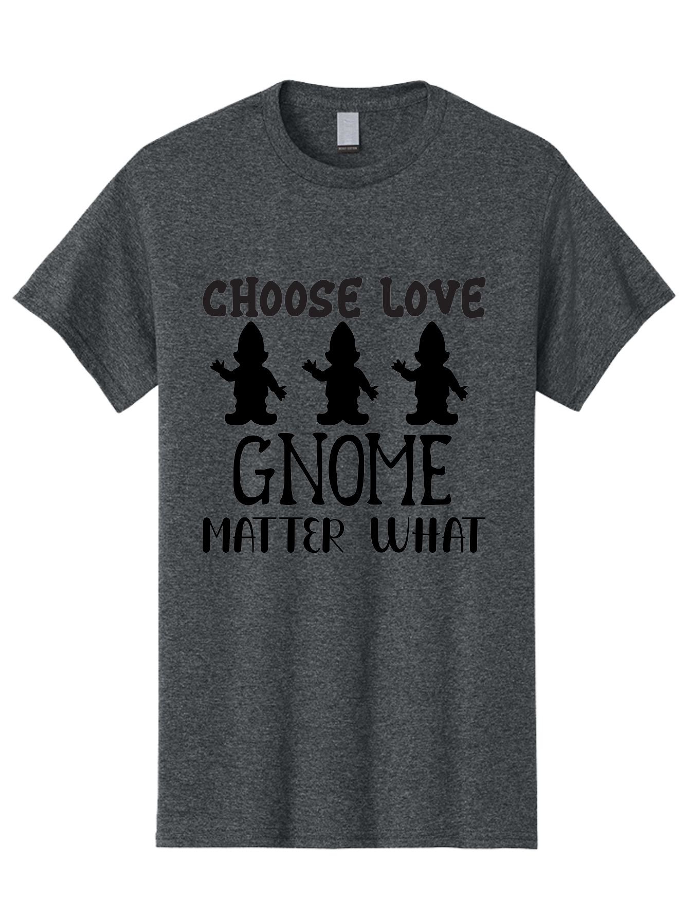 Choose Love Gnome Matter What Men'S Graphic Tee, 100% Cotton, Comfortable Casual Summer Wear, Machine Washable, Funny Gnomes, Gnome Love, Inspirational Quotes, Choose Love, Gnome Pun, Motivational Phrases, Quirky Garden Gnomes, Aae181