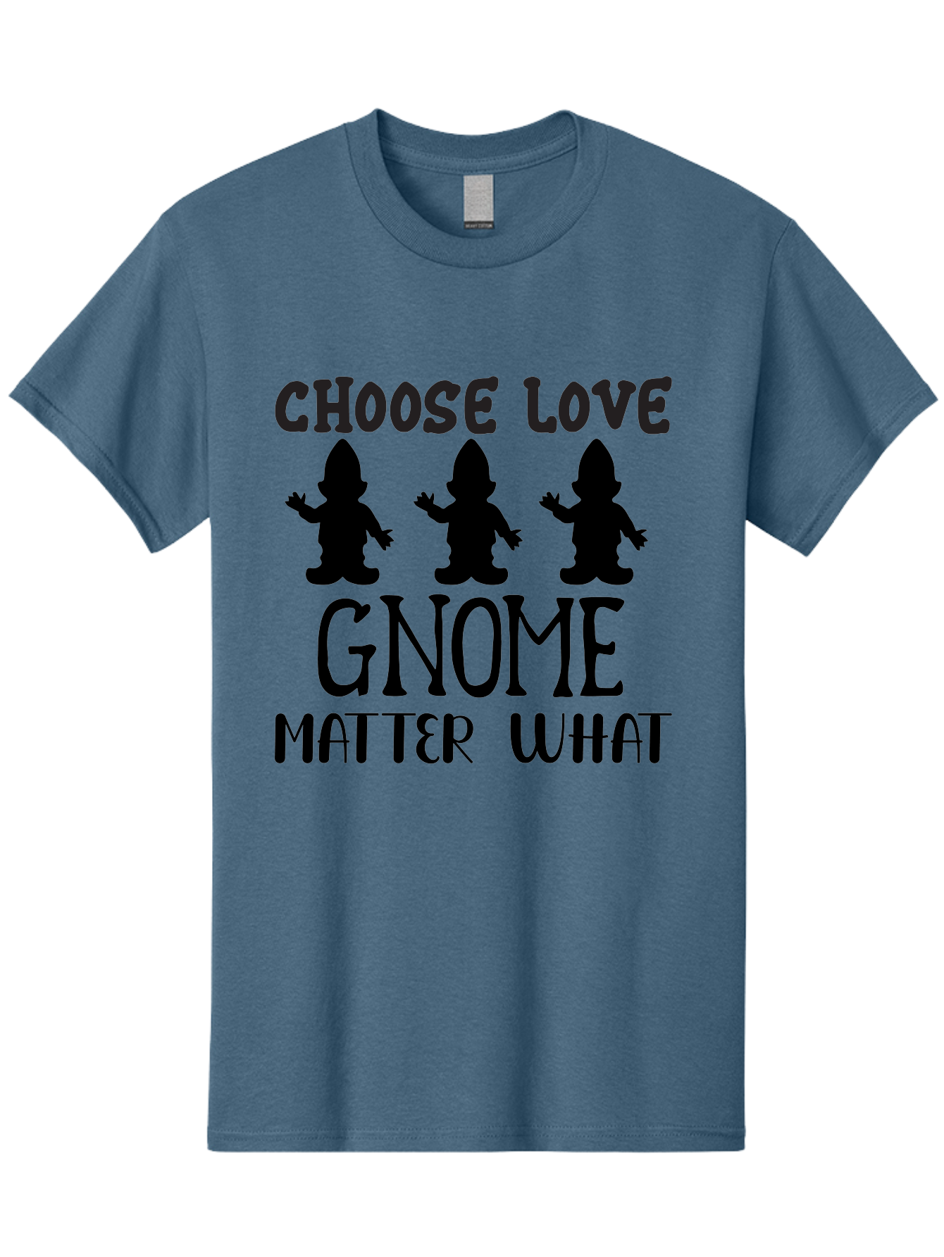 Choose Love Gnome Matter What Men'S Graphic Tee, 100% Cotton, Comfortable Casual Summer Wear, Machine Washable, Funny Gnomes, Gnome Love, Inspirational Quotes, Choose Love, Gnome Pun, Motivational Phrases, Quirky Garden Gnomes, Aae181