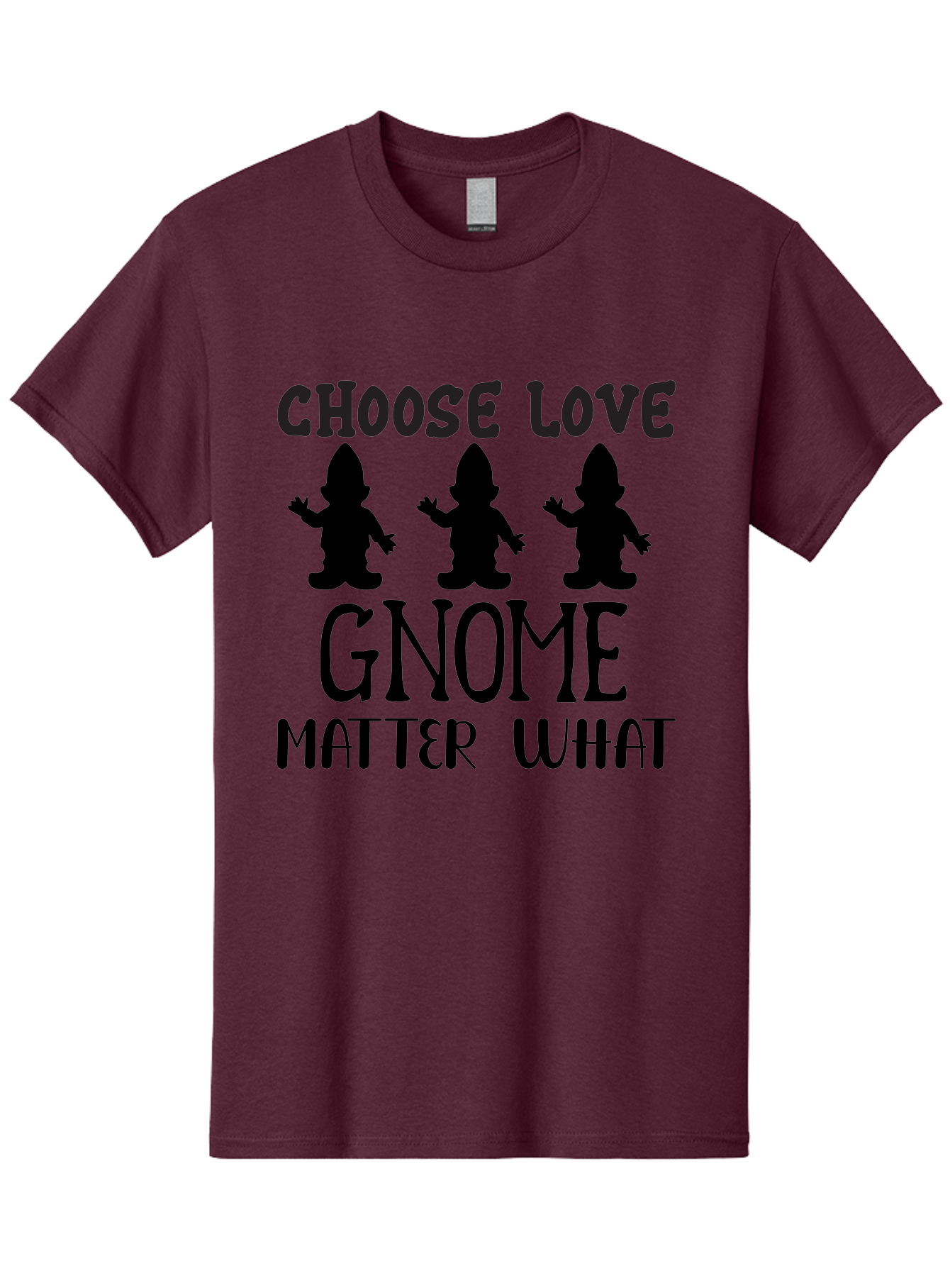 Choose Love Gnome Matter What Men'S Graphic Tee, 100% Cotton, Comfortable Casual Summer Wear, Machine Washable, Funny Gnomes, Gnome Love, Inspirational Quotes, Choose Love, Gnome Pun, Motivational Phrases, Quirky Garden Gnomes, Aae181