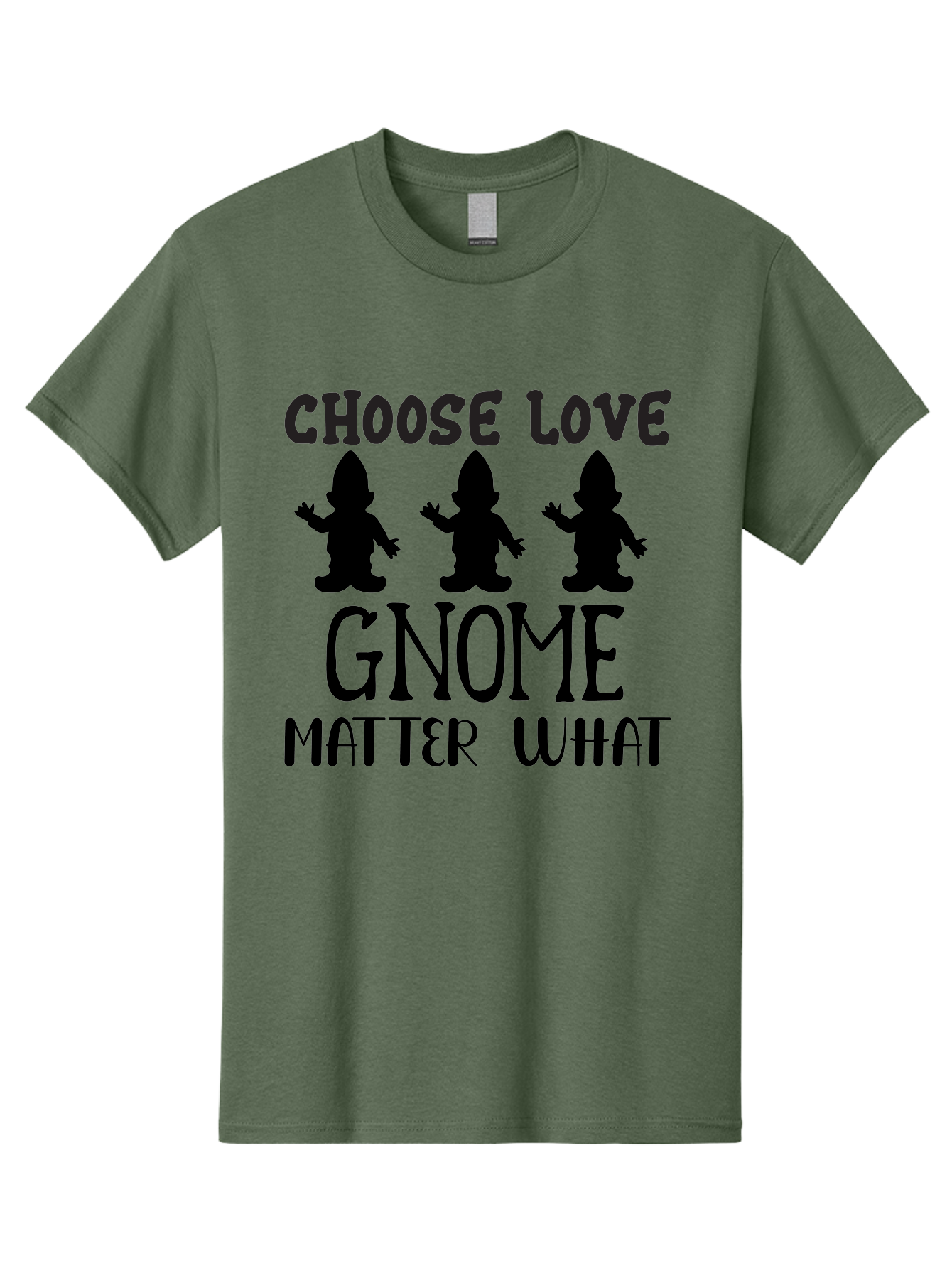 Choose Love Gnome Matter What Men'S Graphic Tee, 100% Cotton, Comfortable Casual Summer Wear, Machine Washable, Funny Gnomes, Gnome Love, Inspirational Quotes, Choose Love, Gnome Pun, Motivational Phrases, Quirky Garden Gnomes, Aae181