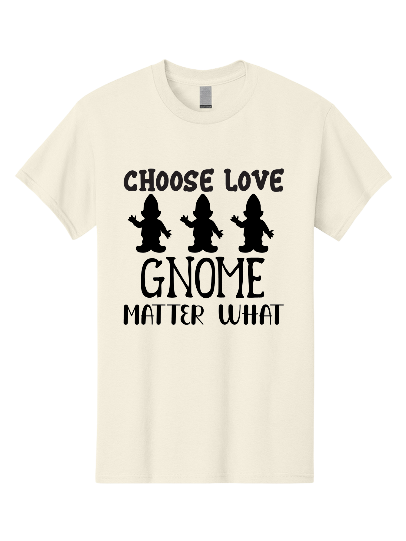 Choose Love Gnome Matter What Men'S Graphic Tee, 100% Cotton, Comfortable Casual Summer Wear, Machine Washable, Funny Gnomes, Gnome Love, Inspirational Quotes, Choose Love, Gnome Pun, Motivational Phrases, Quirky Garden Gnomes, Aae181