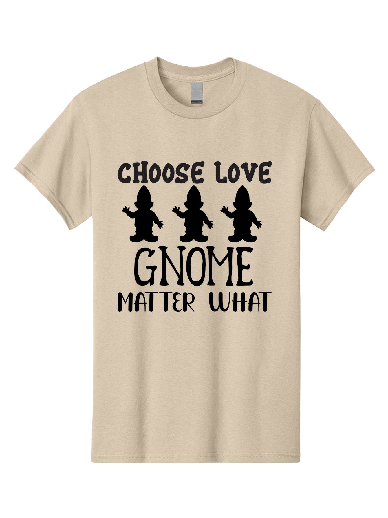 Choose Love Gnome Matter What Men'S Graphic Tee, 100% Cotton, Comfortable Casual Summer Wear, Machine Washable, Funny Gnomes, Gnome Love, Inspirational Quotes, Choose Love, Gnome Pun, Motivational Phrases, Quirky Garden Gnomes, Aae181