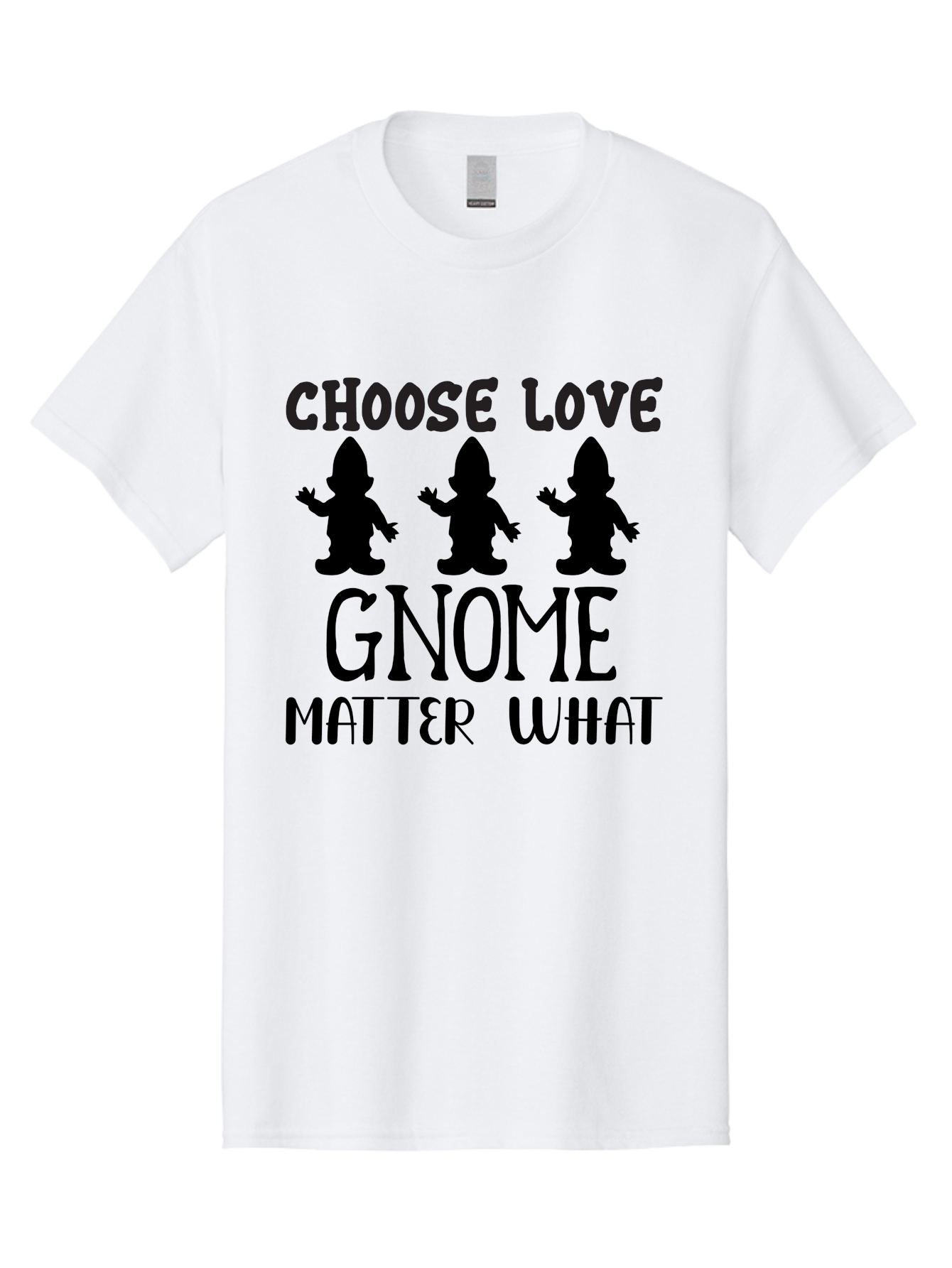 Choose Love Gnome Matter What Men'S Graphic Tee, 100% Cotton, Comfortable Casual Summer Wear, Machine Washable, Funny Gnomes, Gnome Love, Inspirational Quotes, Choose Love, Gnome Pun, Motivational Phrases, Quirky Garden Gnomes, Aae181