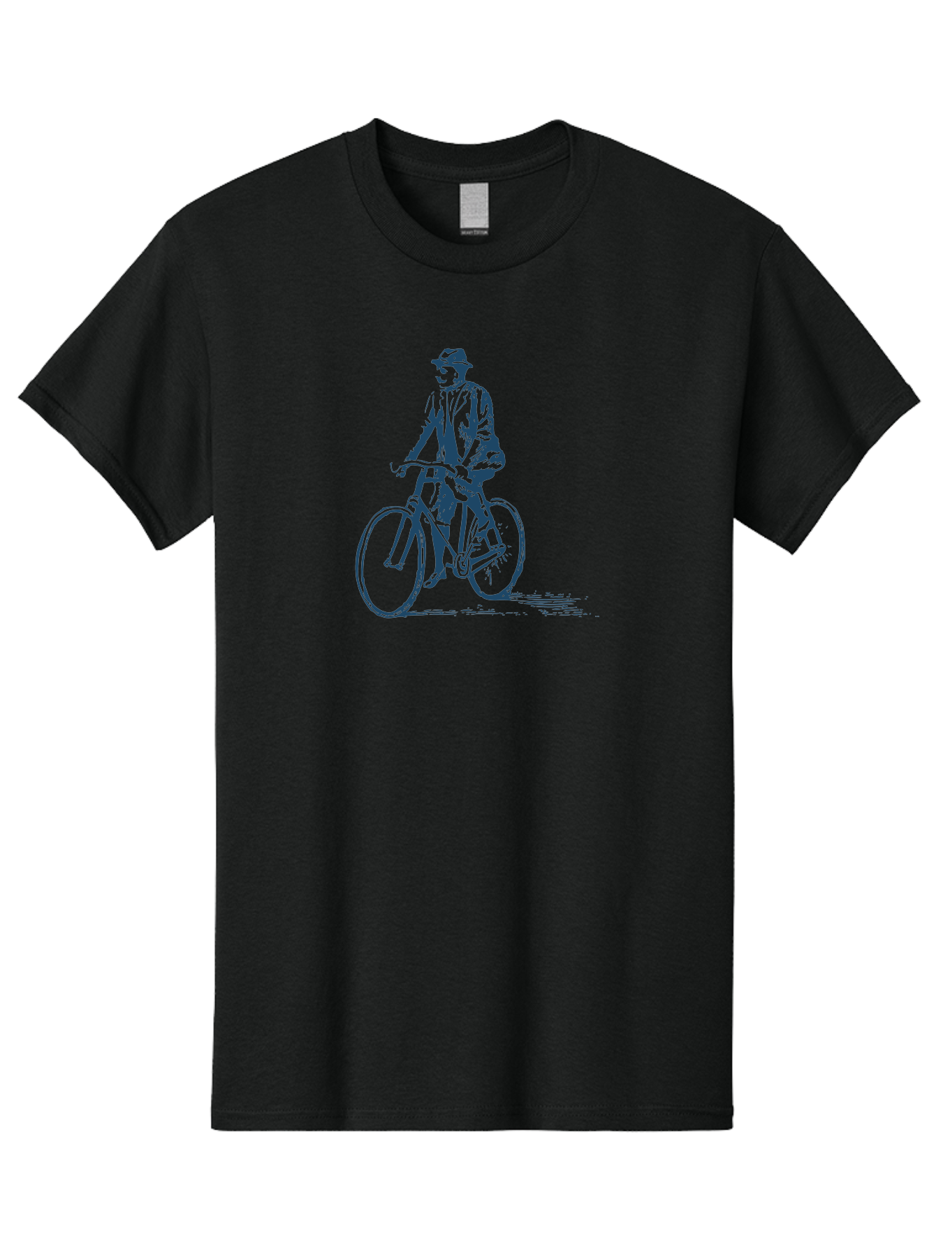 Classic Bicycle Men'S Graphic Tee, 100% Cotton, Comfortable Casual Summer Wear, Machine Washable, Vintage Man, Bicycle Riding, Classic Cycling, Retro Style, Hat Wearing, Outdoor Activity, Historical Illustration, Antique Bike Aae183
