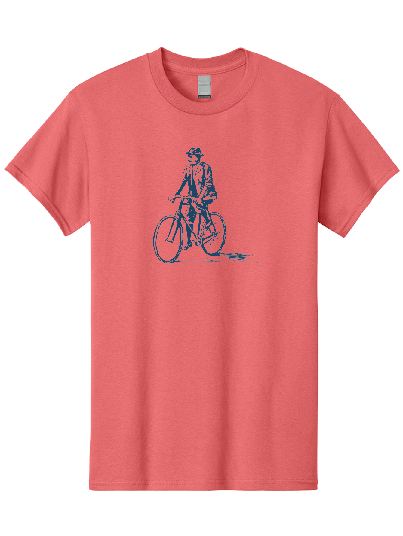 Classic Bicycle Men'S Graphic Tee, 100% Cotton, Comfortable Casual Summer Wear, Machine Washable, Vintage Man, Bicycle Riding, Classic Cycling, Retro Style, Hat Wearing, Outdoor Activity, Historical Illustration, Antique Bike Aae183