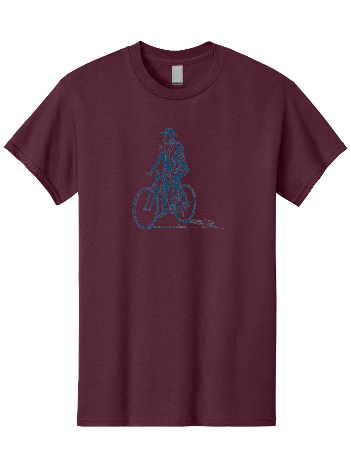 Classic Bicycle Men'S Graphic Tee, 100% Cotton, Comfortable Casual Summer Wear, Machine Washable, Vintage Man, Bicycle Riding, Classic Cycling, Retro Style, Hat Wearing, Outdoor Activity, Historical Illustration, Antique Bike Aae183