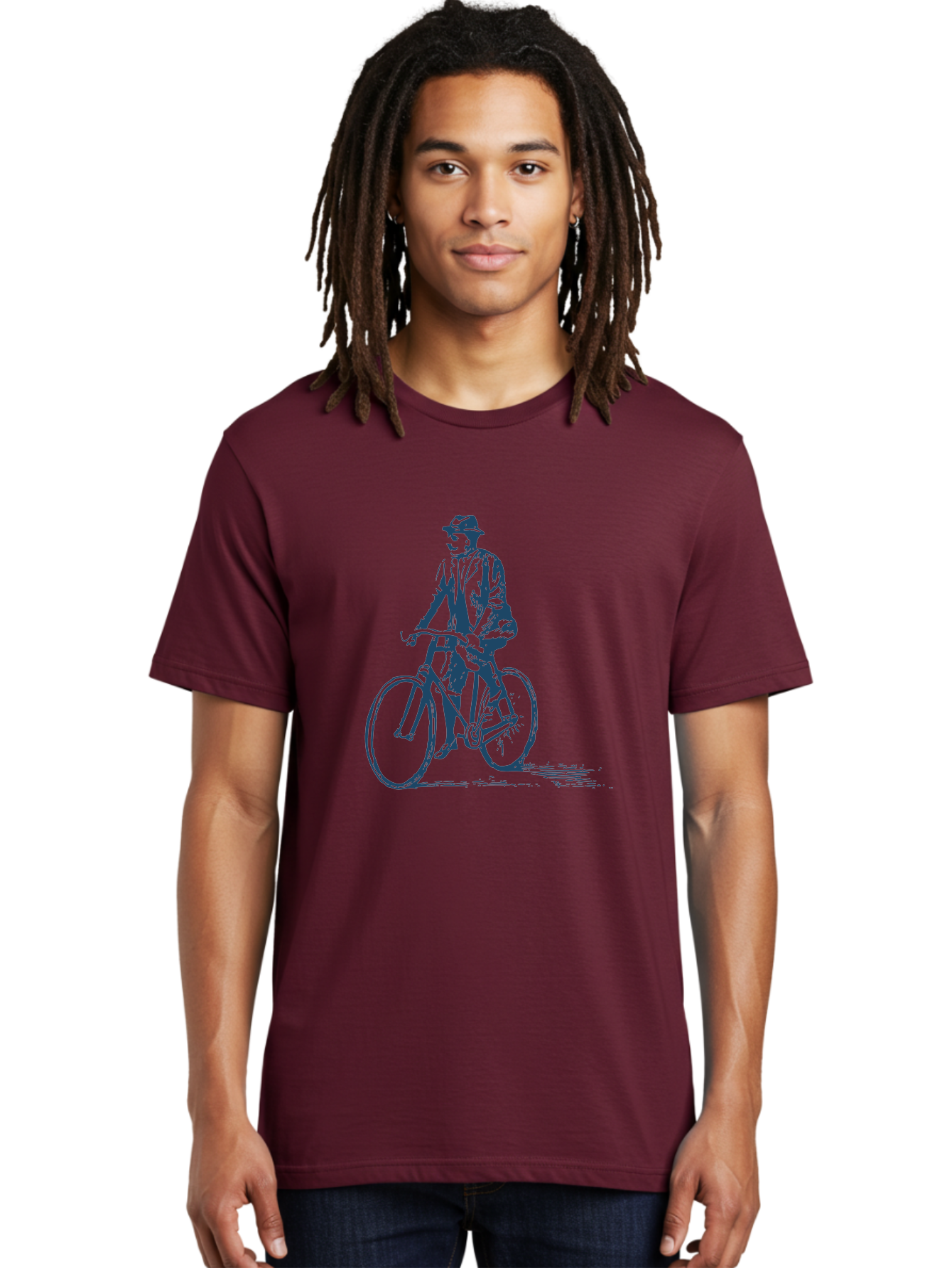 Classic Bicycle Men'S Graphic Tee, 100% Cotton, Comfortable Casual Summer Wear, Machine Washable, Vintage Man, Bicycle Riding, Classic Cycling, Retro Style, Hat Wearing, Outdoor Activity, Historical Illustration, Antique Bike Aae183