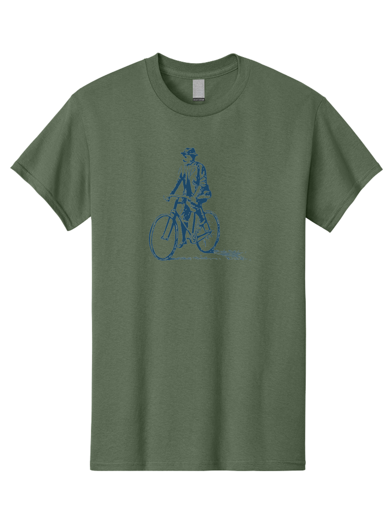 Classic Bicycle Men'S Graphic Tee, 100% Cotton, Comfortable Casual Summer Wear, Machine Washable, Vintage Man, Bicycle Riding, Classic Cycling, Retro Style, Hat Wearing, Outdoor Activity, Historical Illustration, Antique Bike Aae183