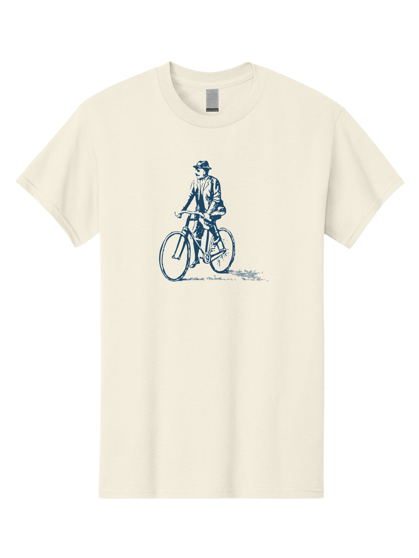 Classic Bicycle Men'S Graphic Tee, 100% Cotton, Comfortable Casual Summer Wear, Machine Washable, Vintage Man, Bicycle Riding, Classic Cycling, Retro Style, Hat Wearing, Outdoor Activity, Historical Illustration, Antique Bike Aae183