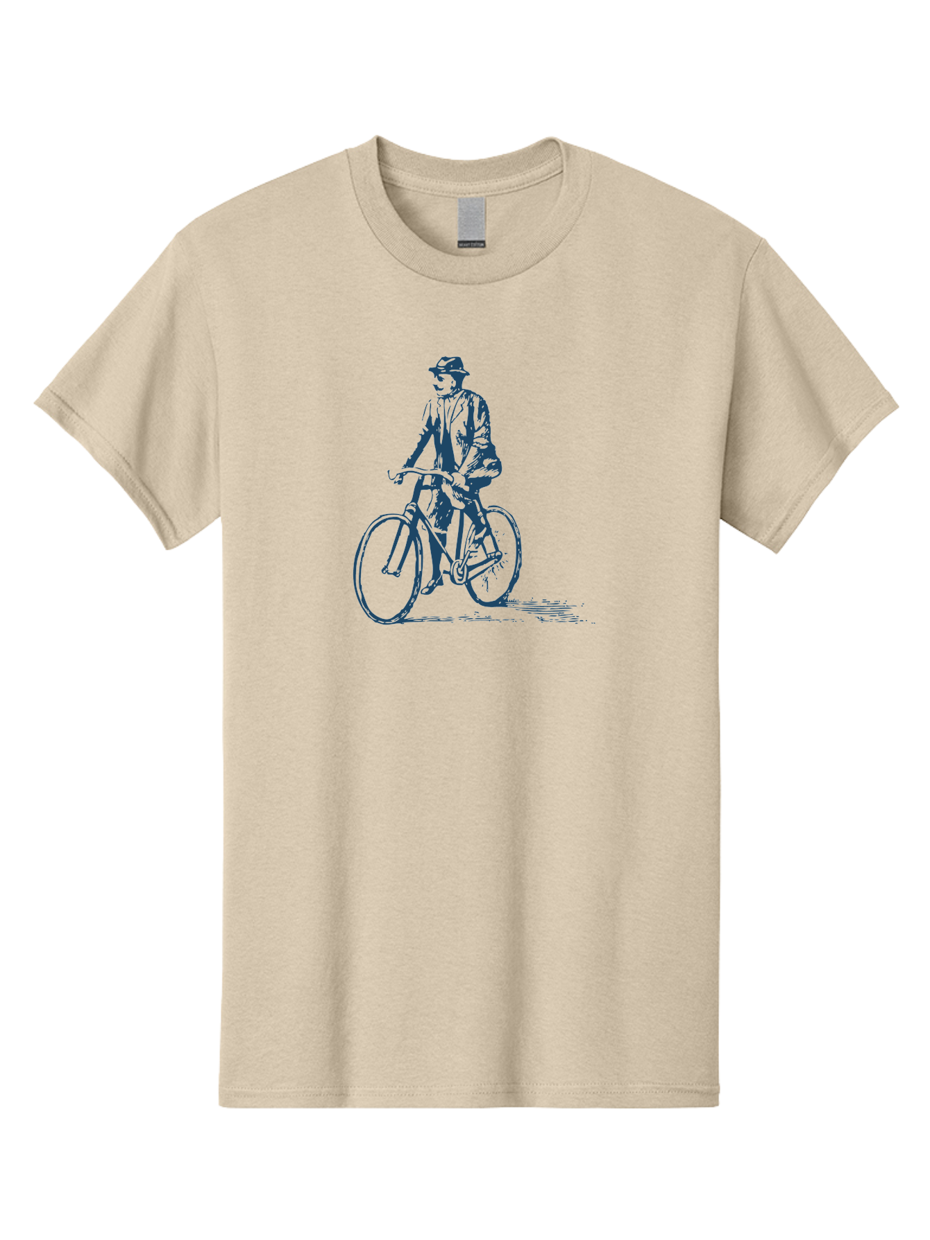 Classic Bicycle Men'S Graphic Tee, 100% Cotton, Comfortable Casual Summer Wear, Machine Washable, Vintage Man, Bicycle Riding, Classic Cycling, Retro Style, Hat Wearing, Outdoor Activity, Historical Illustration, Antique Bike Aae183