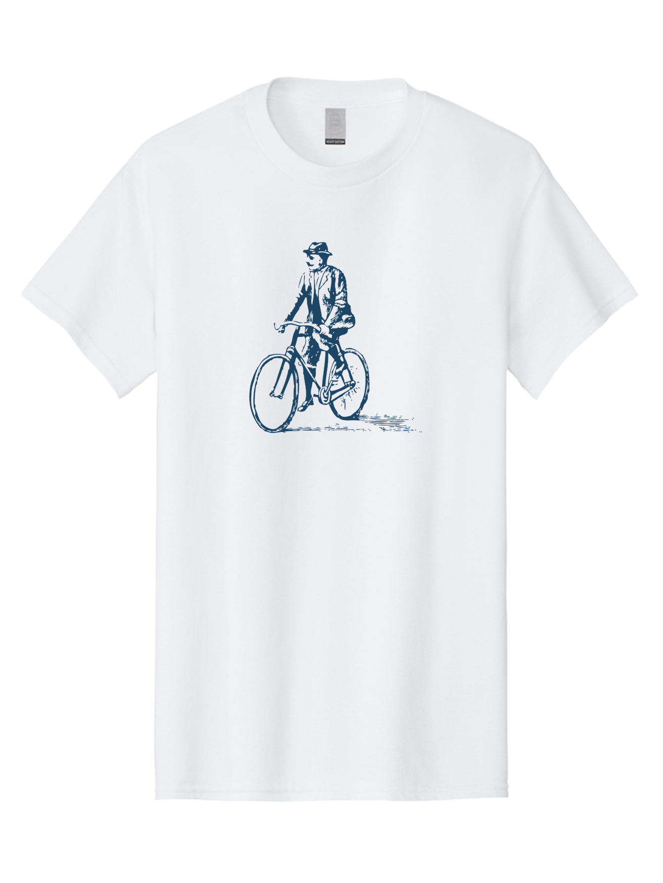 Classic Bicycle Men'S Graphic Tee, 100% Cotton, Comfortable Casual Summer Wear, Machine Washable, Vintage Man, Bicycle Riding, Classic Cycling, Retro Style, Hat Wearing, Outdoor Activity, Historical Illustration, Antique Bike Aae183