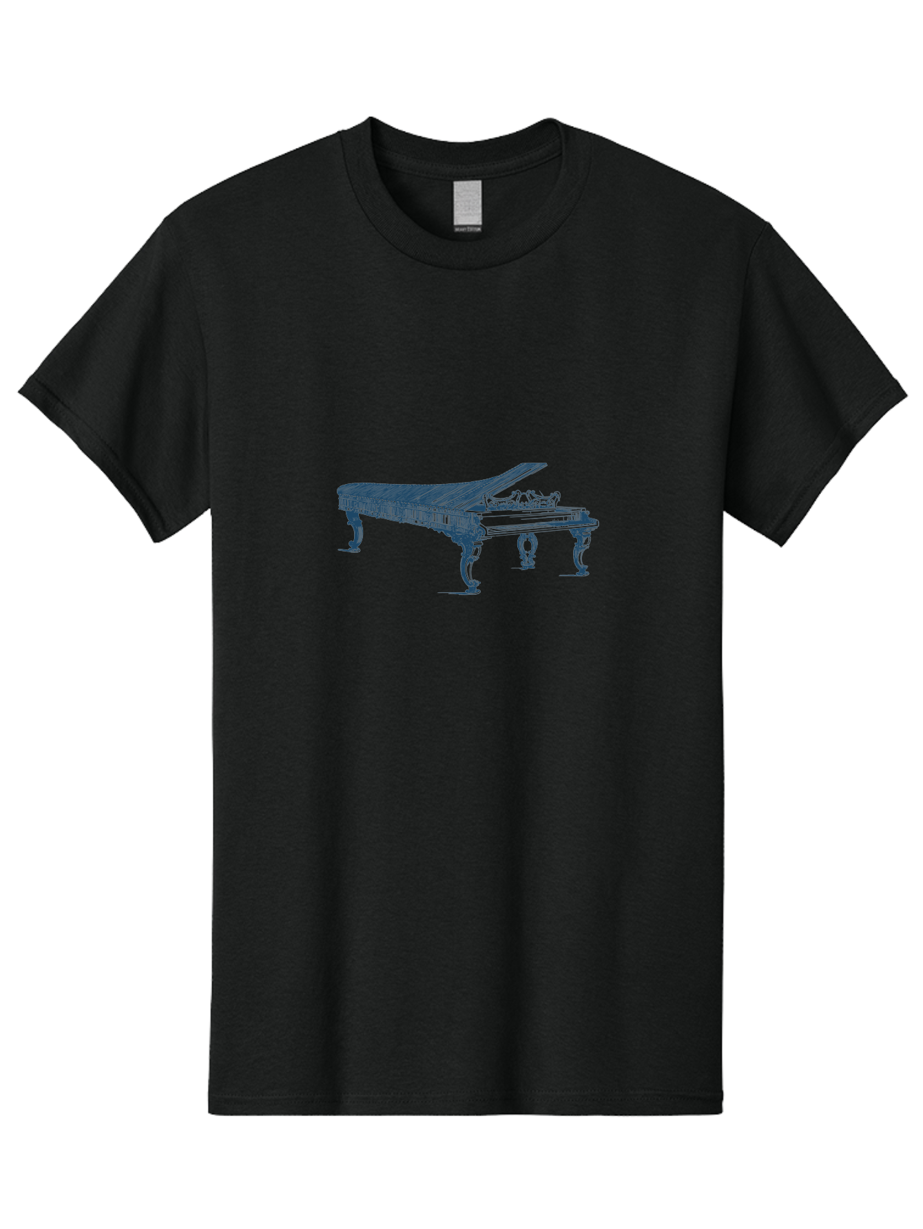 Classic Concert Piano Men'S Graphic Tee, 100% Cotton, Comfortable Casual Summer Wear, Machine Washable, Grand Piano, Musical Instrument, Ornate Design, Open Lid, Decorative Legs, Classical Music, Elegant Atmosphere, Sophisticated Decor Aae186