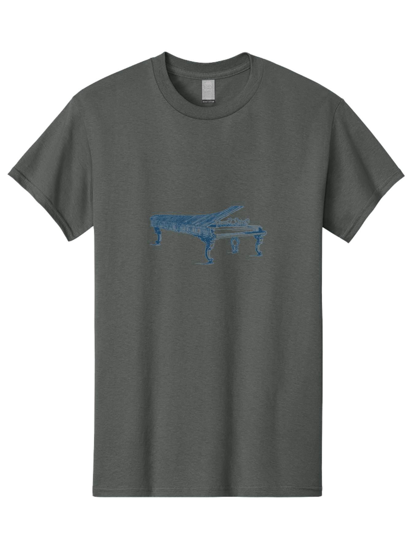Classic Concert Piano Men'S Graphic Tee, 100% Cotton, Comfortable Casual Summer Wear, Machine Washable, Grand Piano, Musical Instrument, Ornate Design, Open Lid, Decorative Legs, Classical Music, Elegant Atmosphere, Sophisticated Decor Aae186