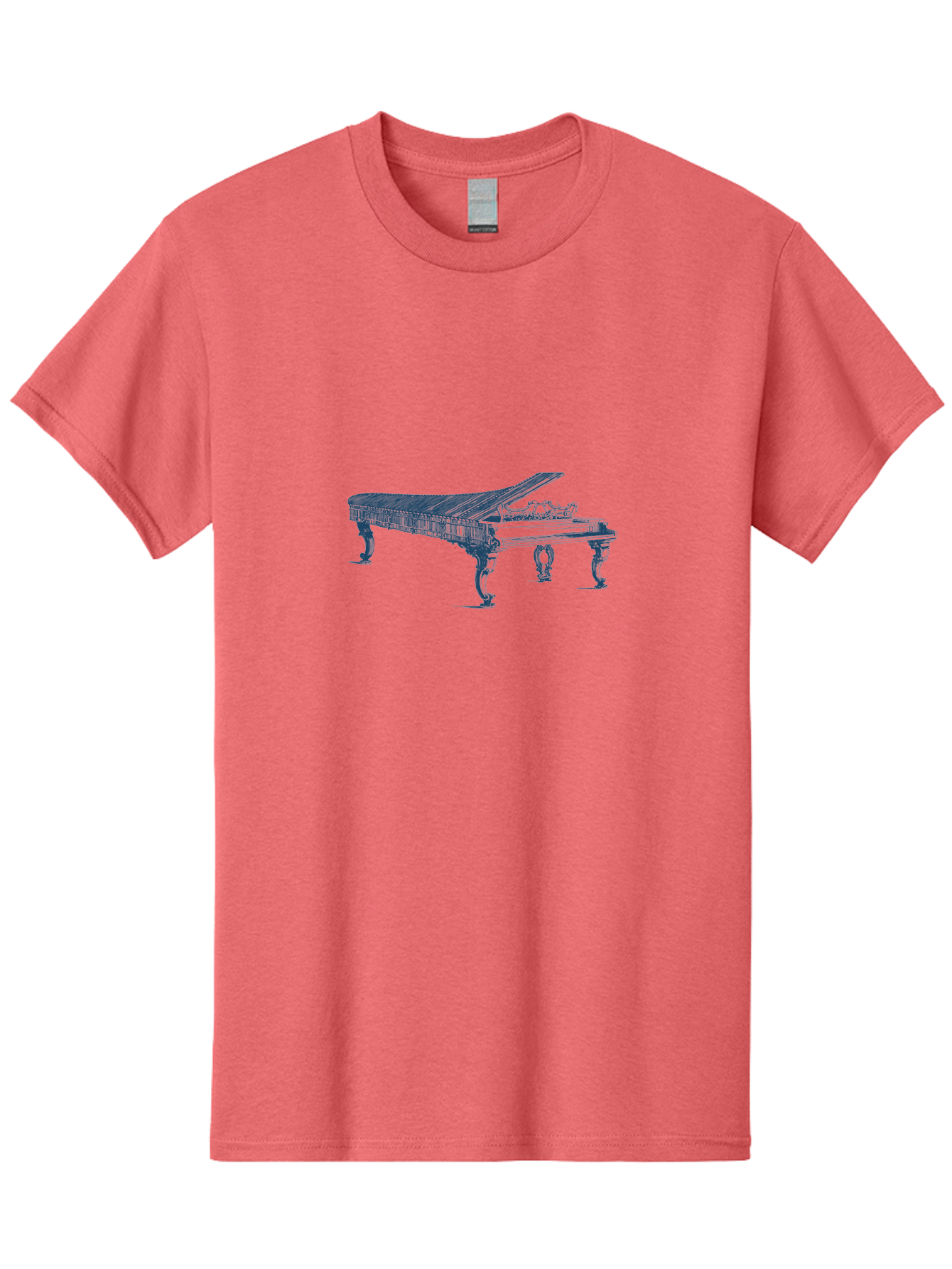 Classic Concert Piano Men'S Graphic Tee, 100% Cotton, Comfortable Casual Summer Wear, Machine Washable, Grand Piano, Musical Instrument, Ornate Design, Open Lid, Decorative Legs, Classical Music, Elegant Atmosphere, Sophisticated Decor Aae186