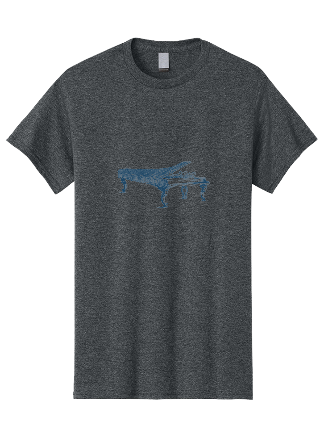 Classic Concert Piano Men'S Graphic Tee, 100% Cotton, Comfortable Casual Summer Wear, Machine Washable, Grand Piano, Musical Instrument, Ornate Design, Open Lid, Decorative Legs, Classical Music, Elegant Atmosphere, Sophisticated Decor Aae186