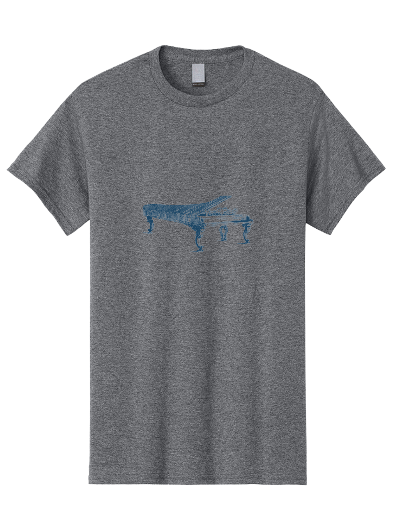Classic Concert Piano Men'S Graphic Tee, 100% Cotton, Comfortable Casual Summer Wear, Machine Washable, Grand Piano, Musical Instrument, Ornate Design, Open Lid, Decorative Legs, Classical Music, Elegant Atmosphere, Sophisticated Decor Aae186